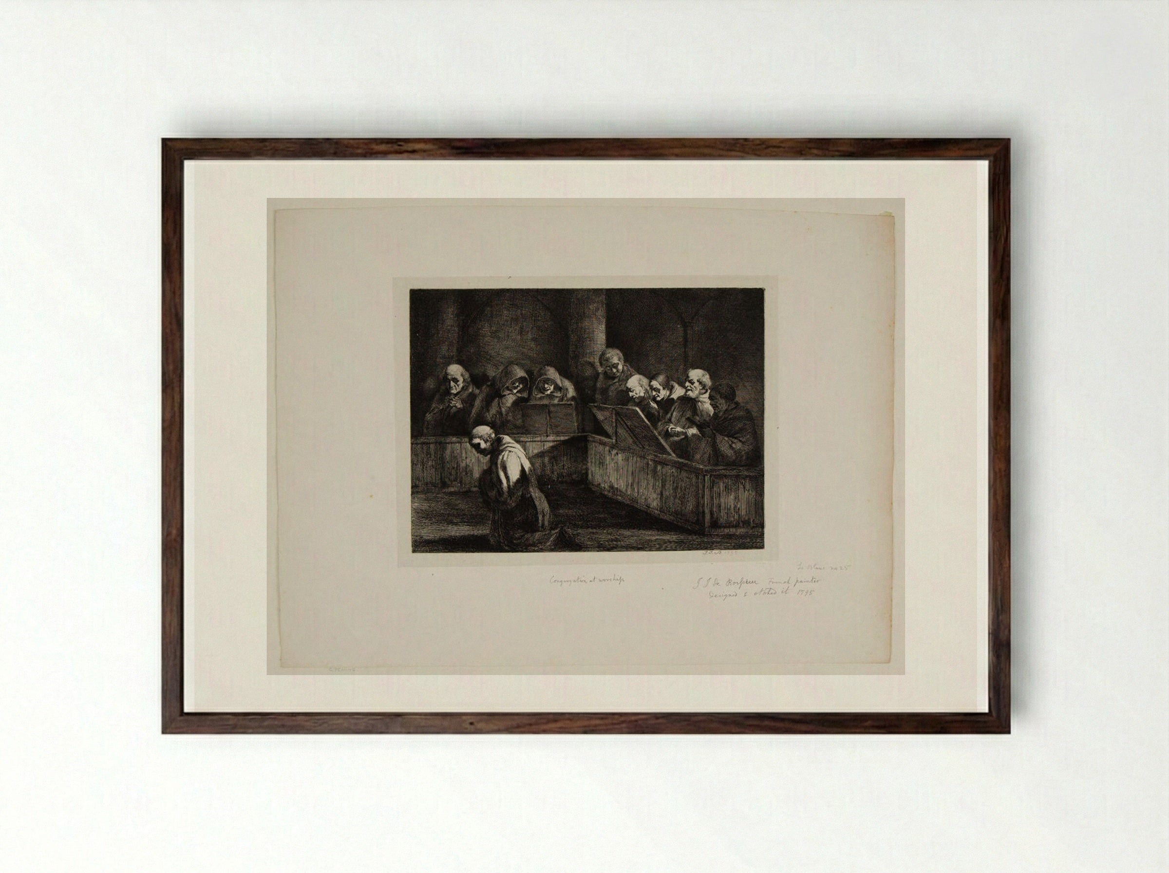 Congregation at Worship - Jean-Jacques de Boissieu - Framed Print Dark Wood