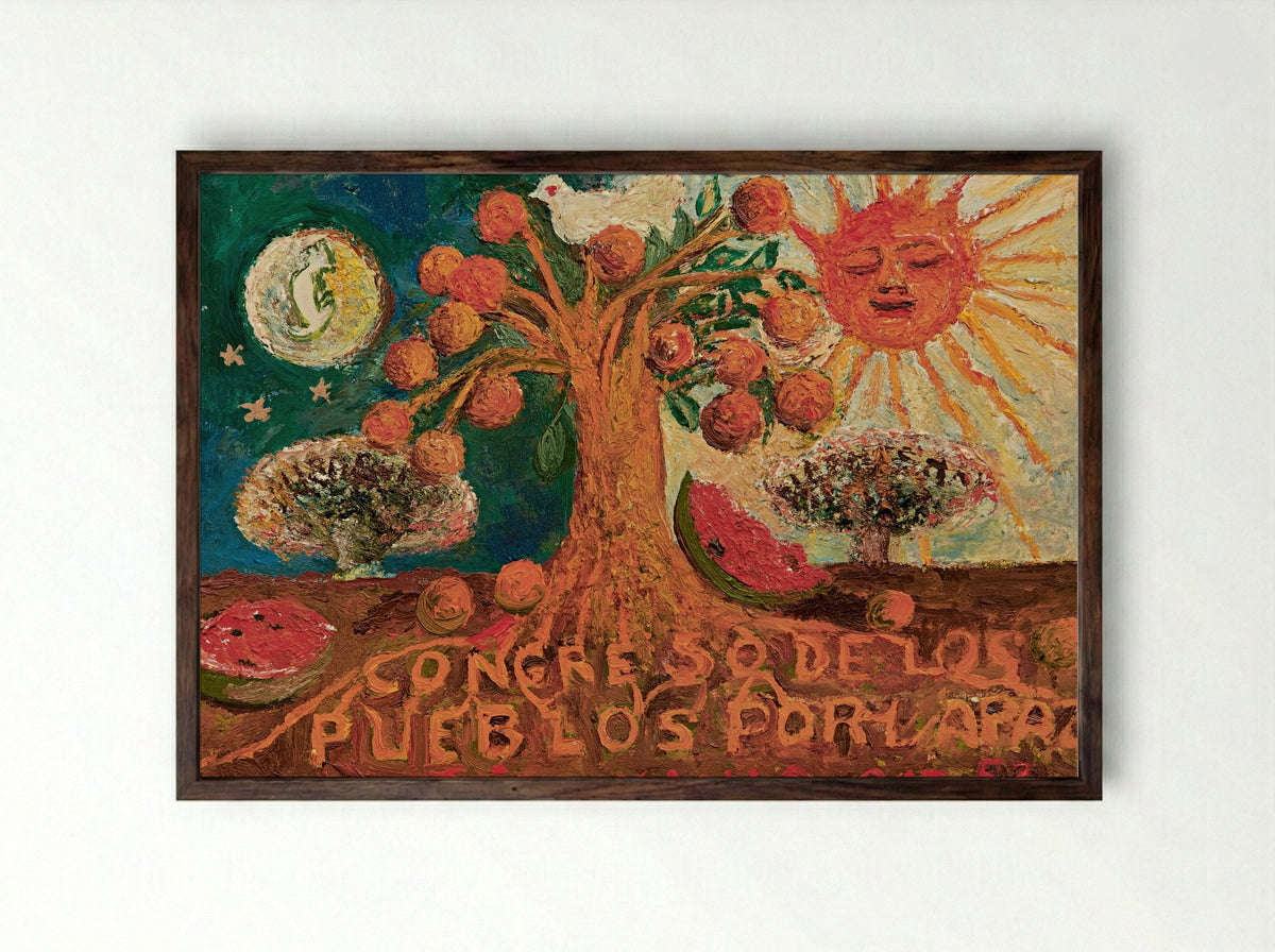 Congress of Peoples for Peace - Frida Kahlo - Framed Print Dark Wood