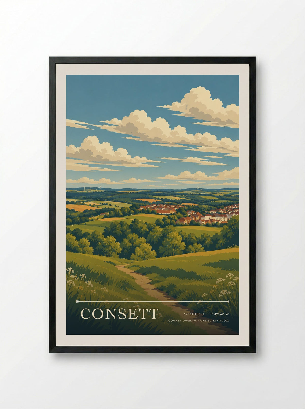 Consett, County Durham | Travel Poster - Framed Print Black