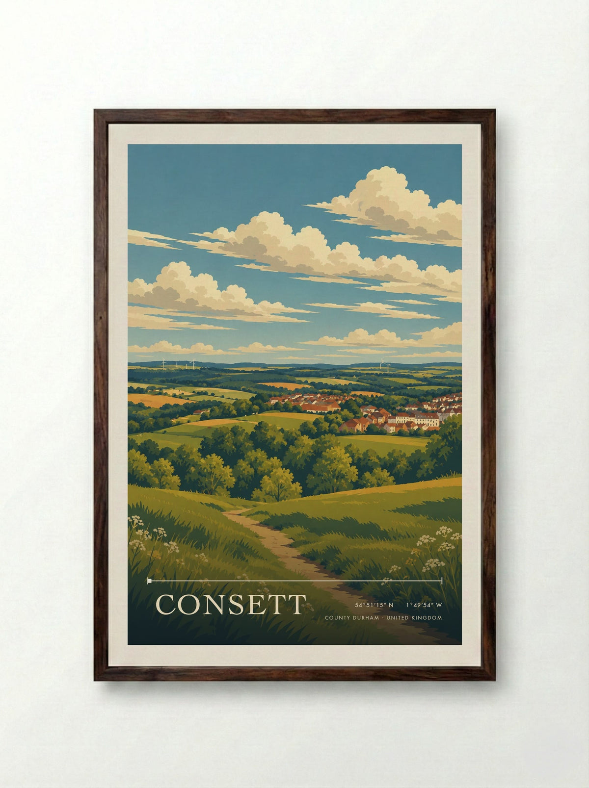 Consett, County Durham | Travel Poster - Framed Print Dark Wood