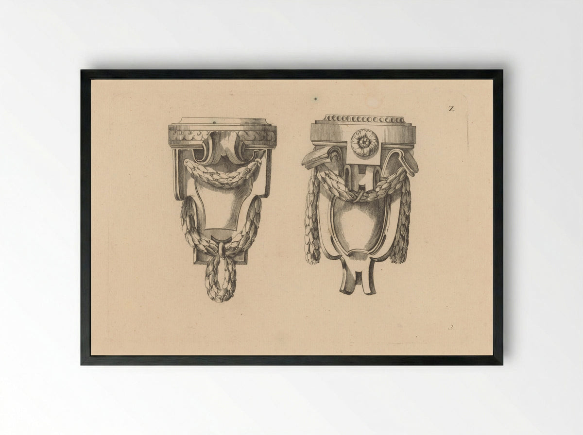 Consoles met guirlandes - Gottlieb Friedrich Riedel - Framed Print Black