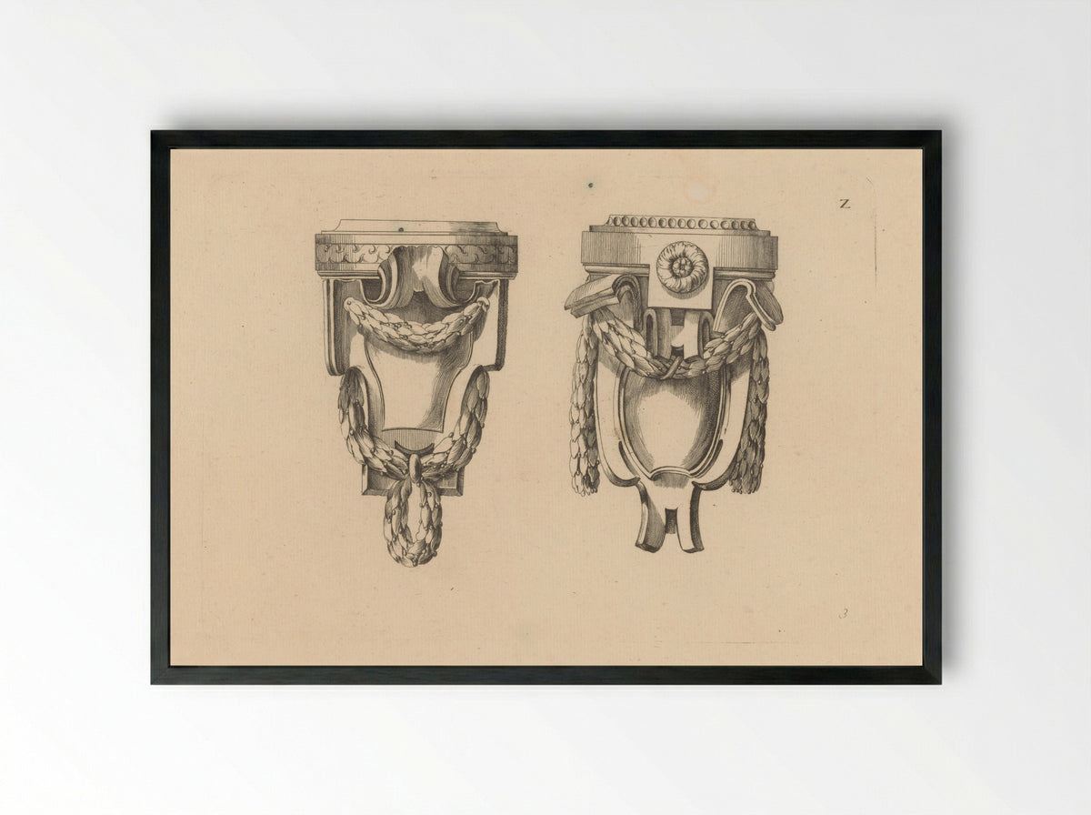 Consoles met guirlandes - Gottlieb Friedrich Riedel - Framed Print Black