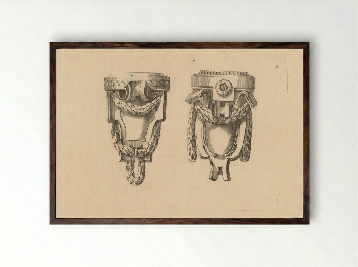 Consoles met guirlandes - Gottlieb Friedrich Riedel - Framed Print Dark Wood