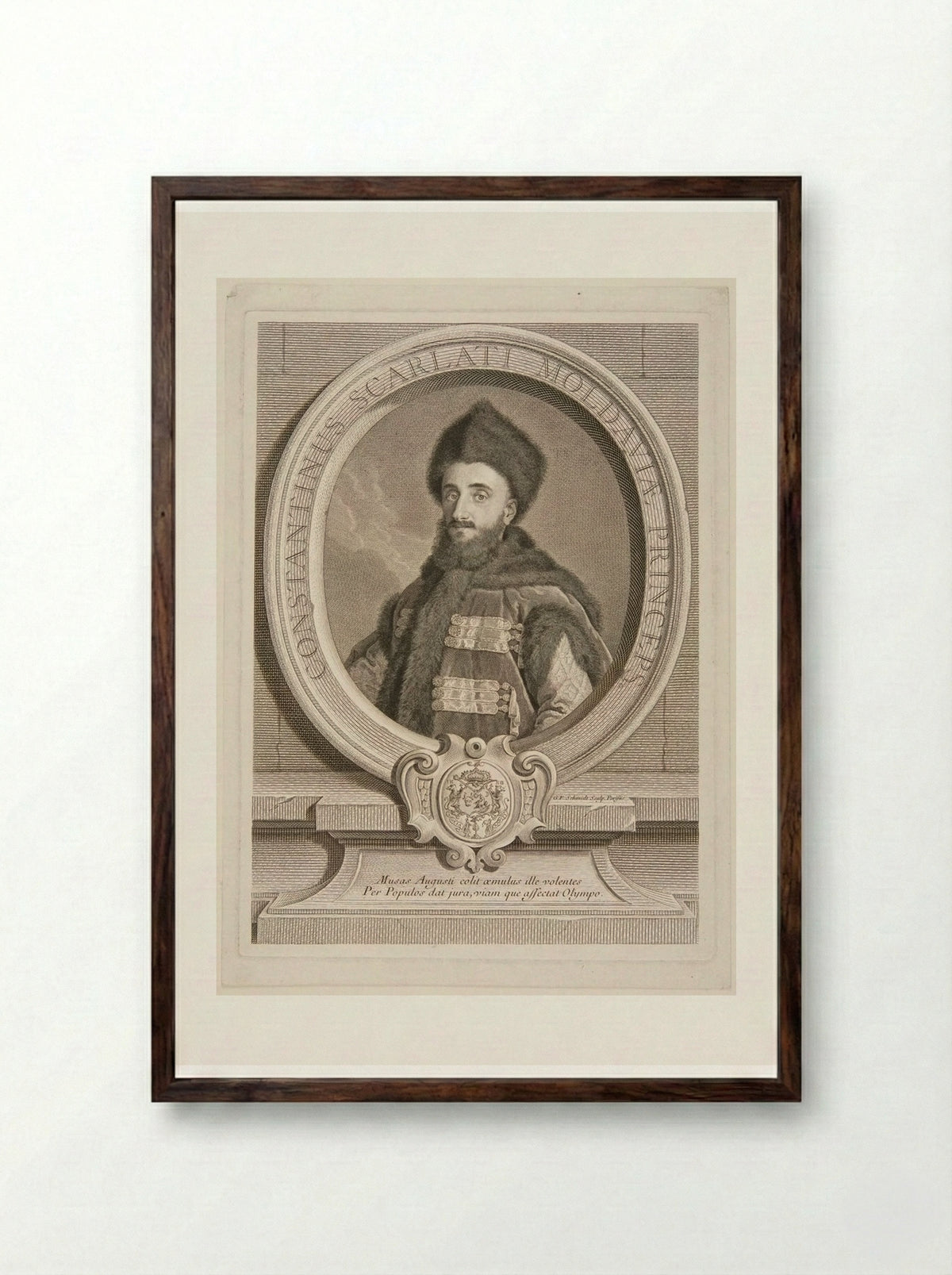 Constantine Moldavi, Prince of Scarlati - Georg Friedrich Schmidt - Framed Print Dark Wood