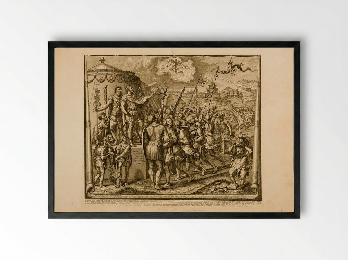 Constantine's Address to his Troops - Francesco Faraone Aquila - Framed Print Black
