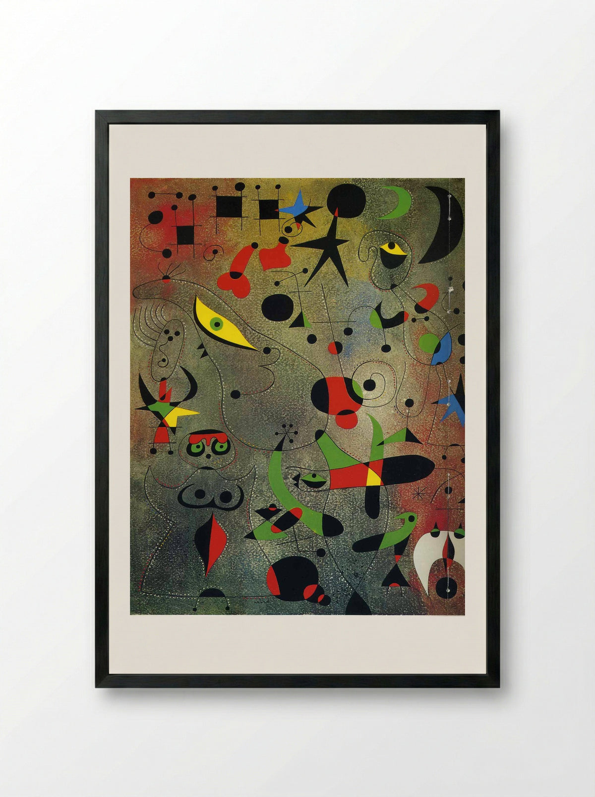 Constellation Awakening at Dawn - Joan Miró - Framed Print Black