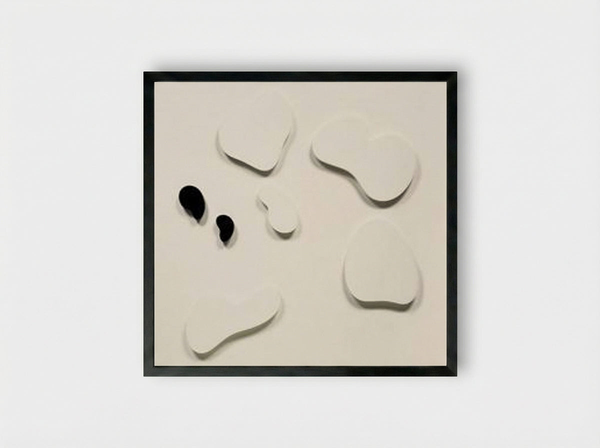 Constellation with 5 White Forms & 2 Black - Jean Arp - Framed Print Black