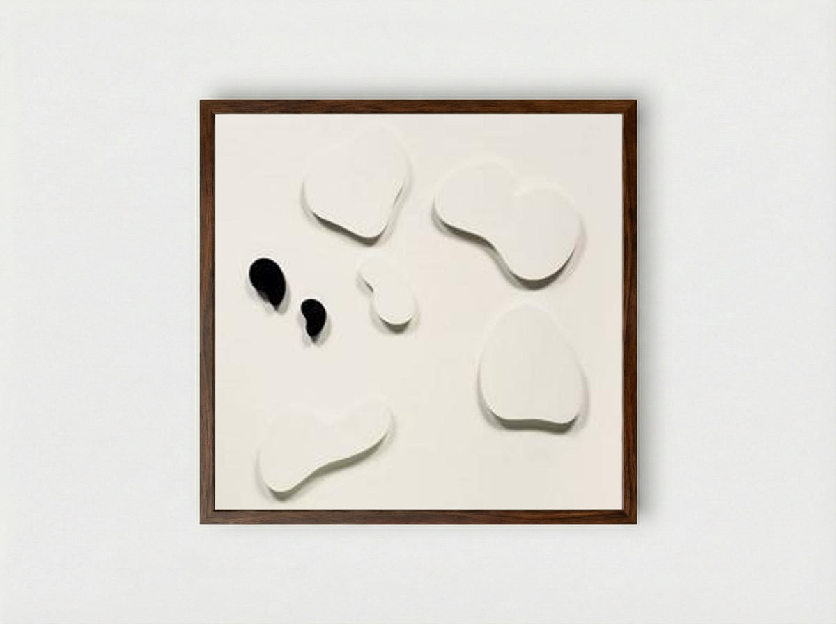 Constellation with 5 White Forms & 2 Black - Jean Arp - Framed Print Dark Wood