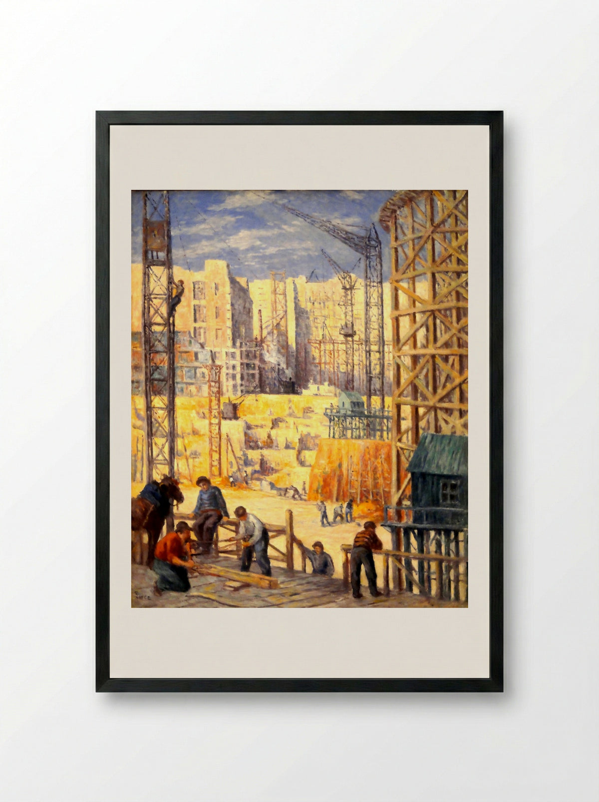 Construction Quai De Passy - Maximilien Luce - Framed Print Black