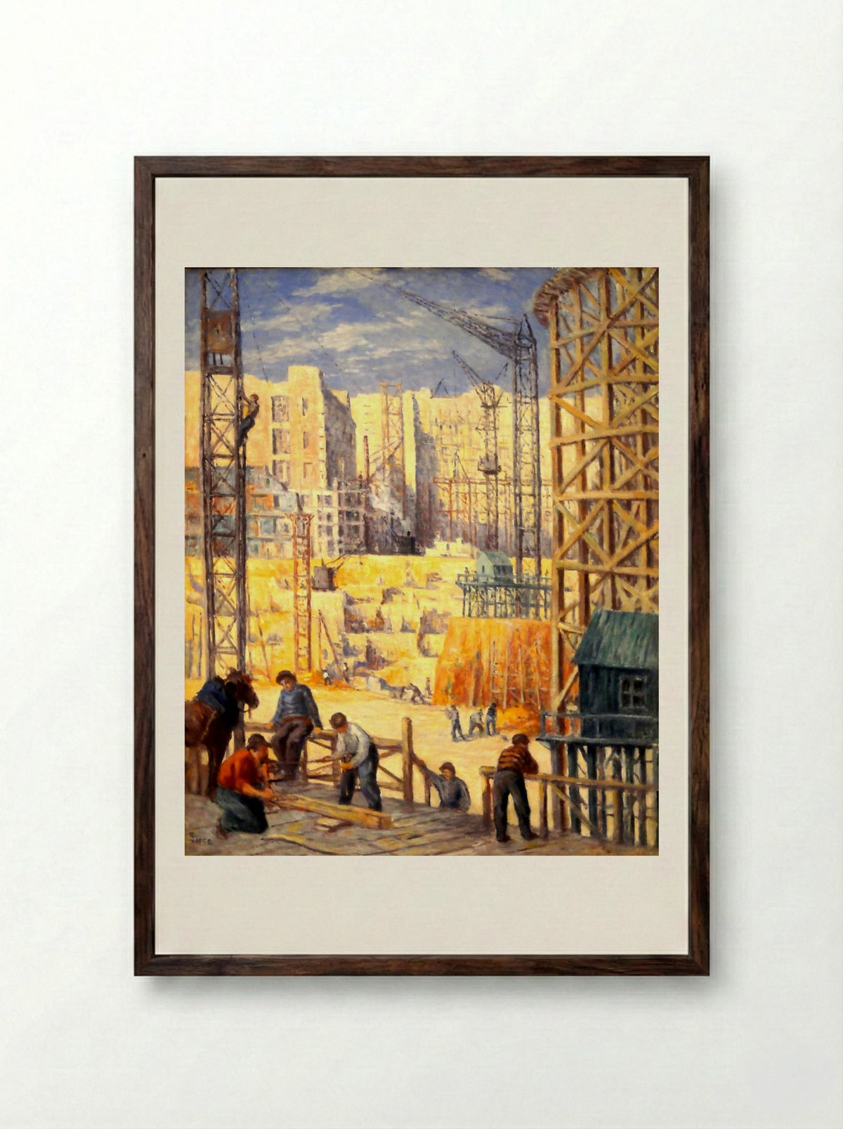 Construction Quai De Passy - Maximilien Luce - Framed Print Dark Wood
