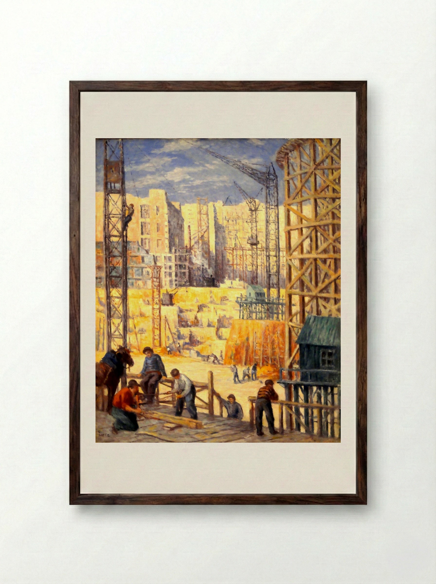 Construction Quai De Passy - Maximilien Luce - Framed Print Dark Wood