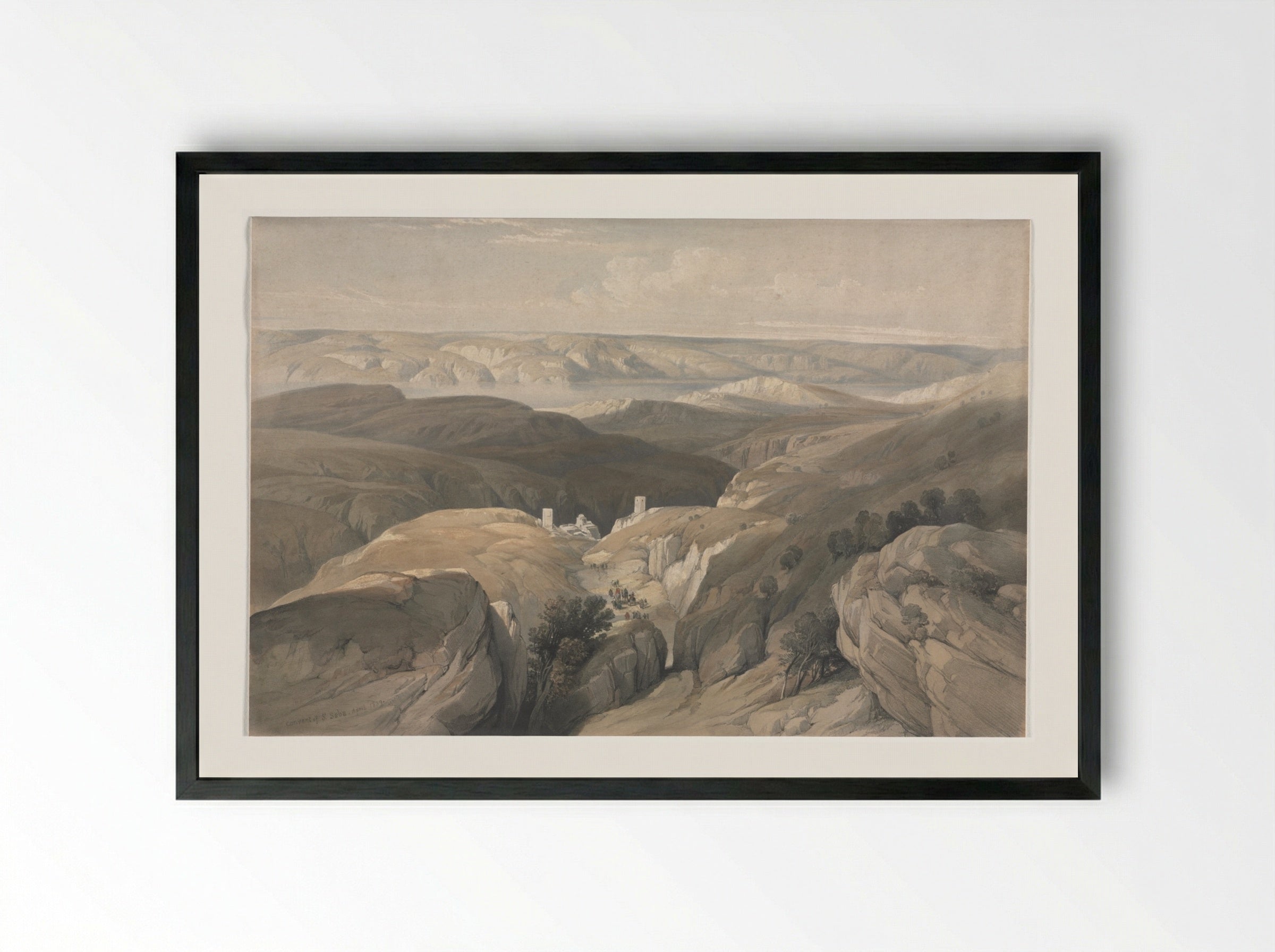 Convent of St. Saba - David Roberts - Framed Print Black
