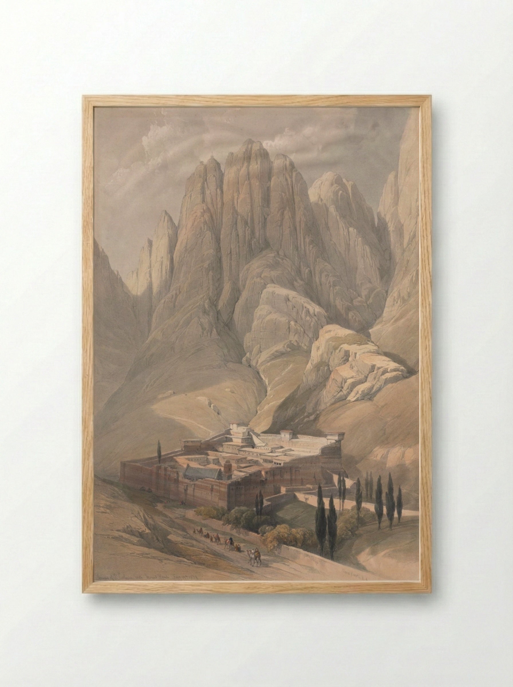 Convent of St. Catherine with Mount Horeb - David Roberts - Framed Print Wood
