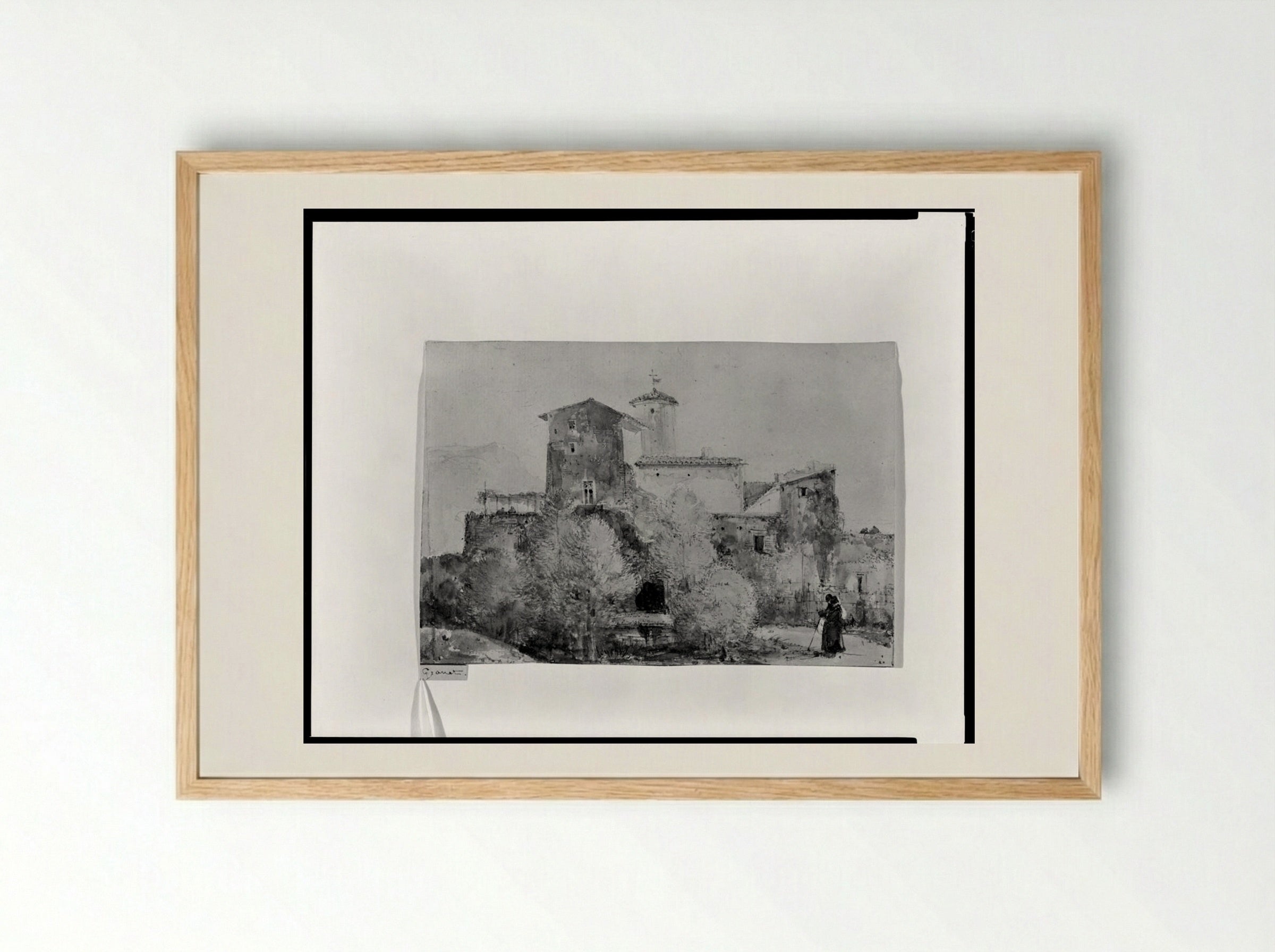 Convent with Monks - François-Marius Granet - Framed Print Wood