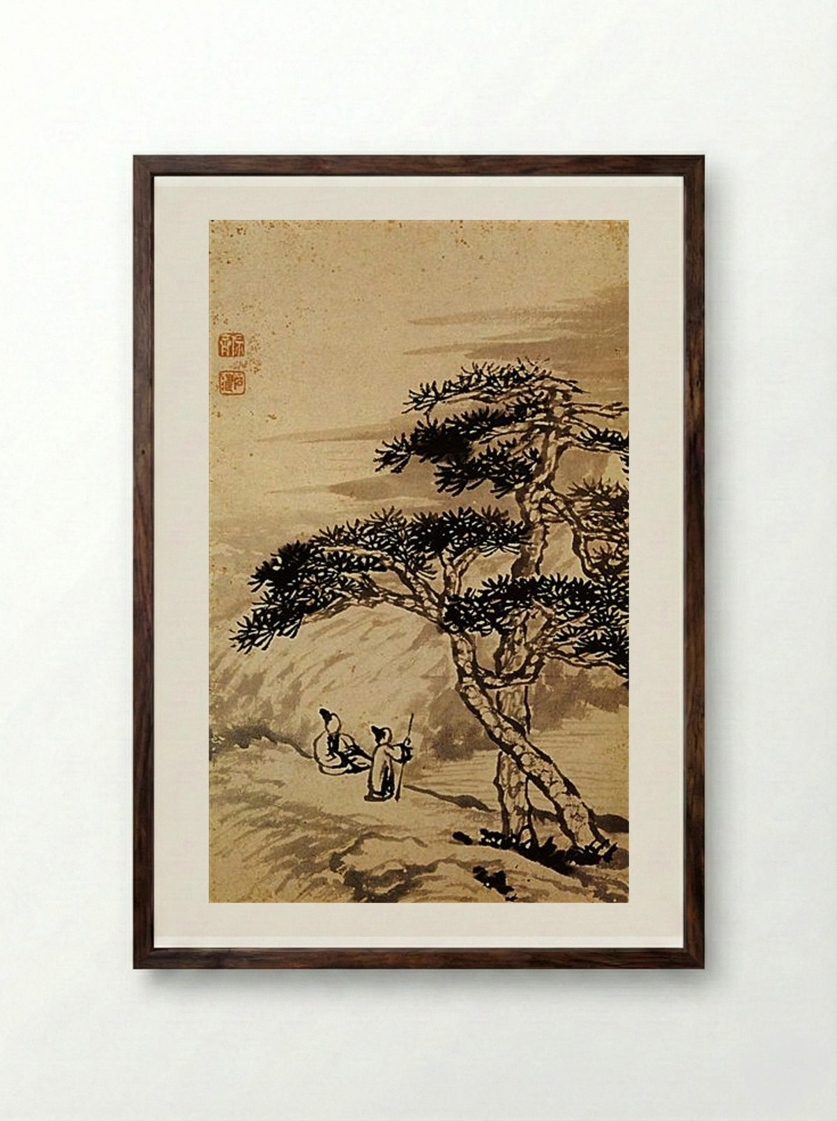 Conversation at the Edge of the Void - Shitao - Framed Print Dark Wood
