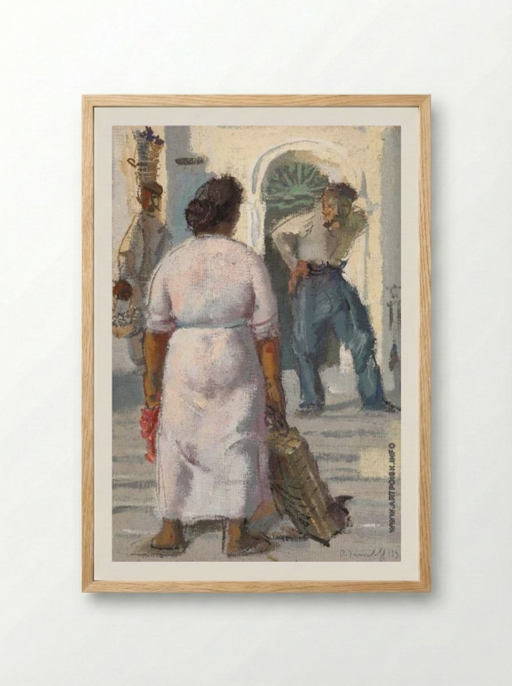 Conversation in Capri - Alexandre Jacovleff - Framed Print Wood
