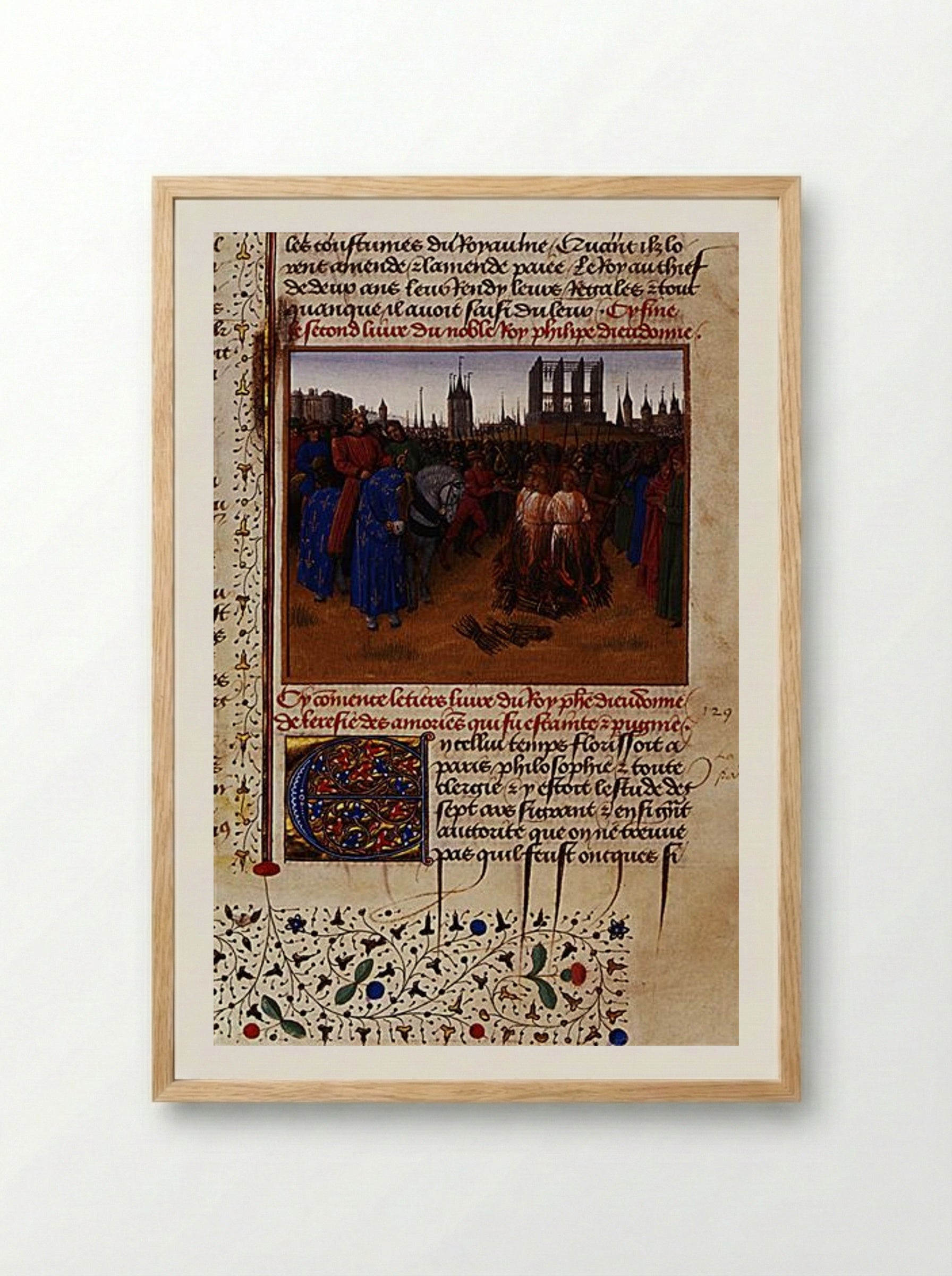 Conviction and Punishment of the Supporters of Amaury de Chartres - Jean Fouquet - Framed Print Wood