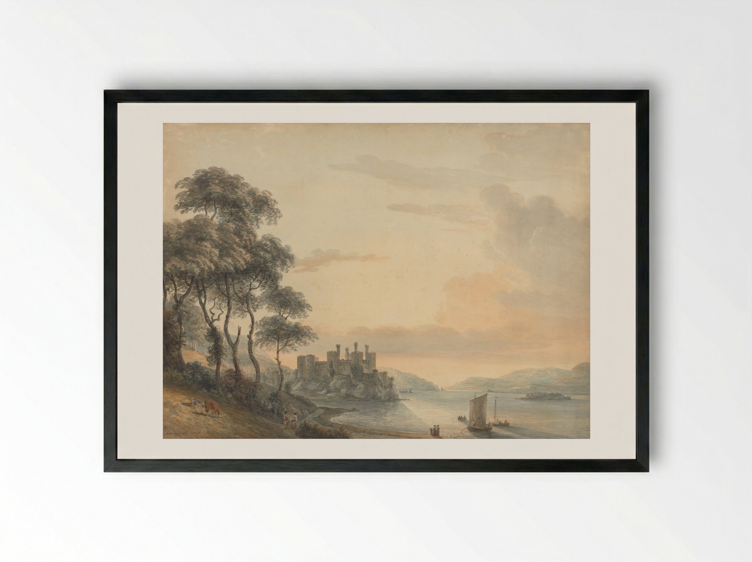 Conway Castle - Paul Sandby - Framed Print Black