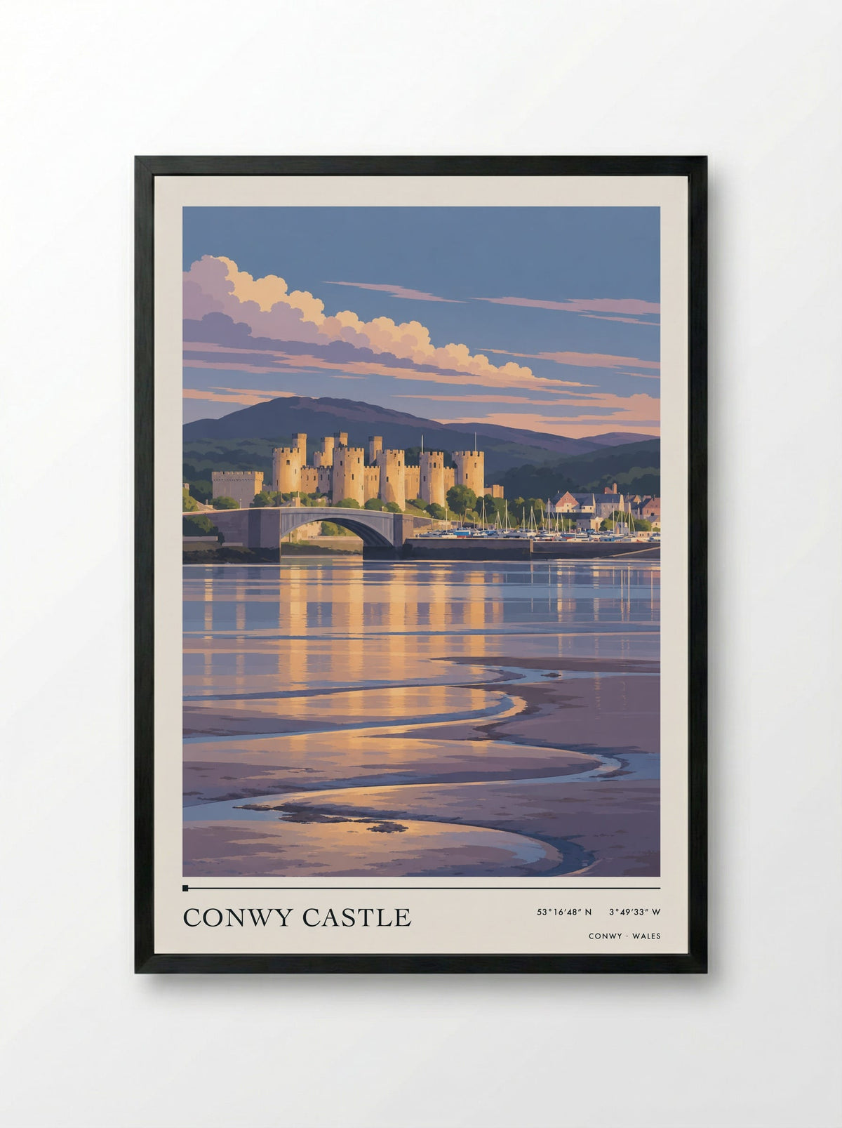 Conwy Castle | Travel Poster - Framed Print Black
