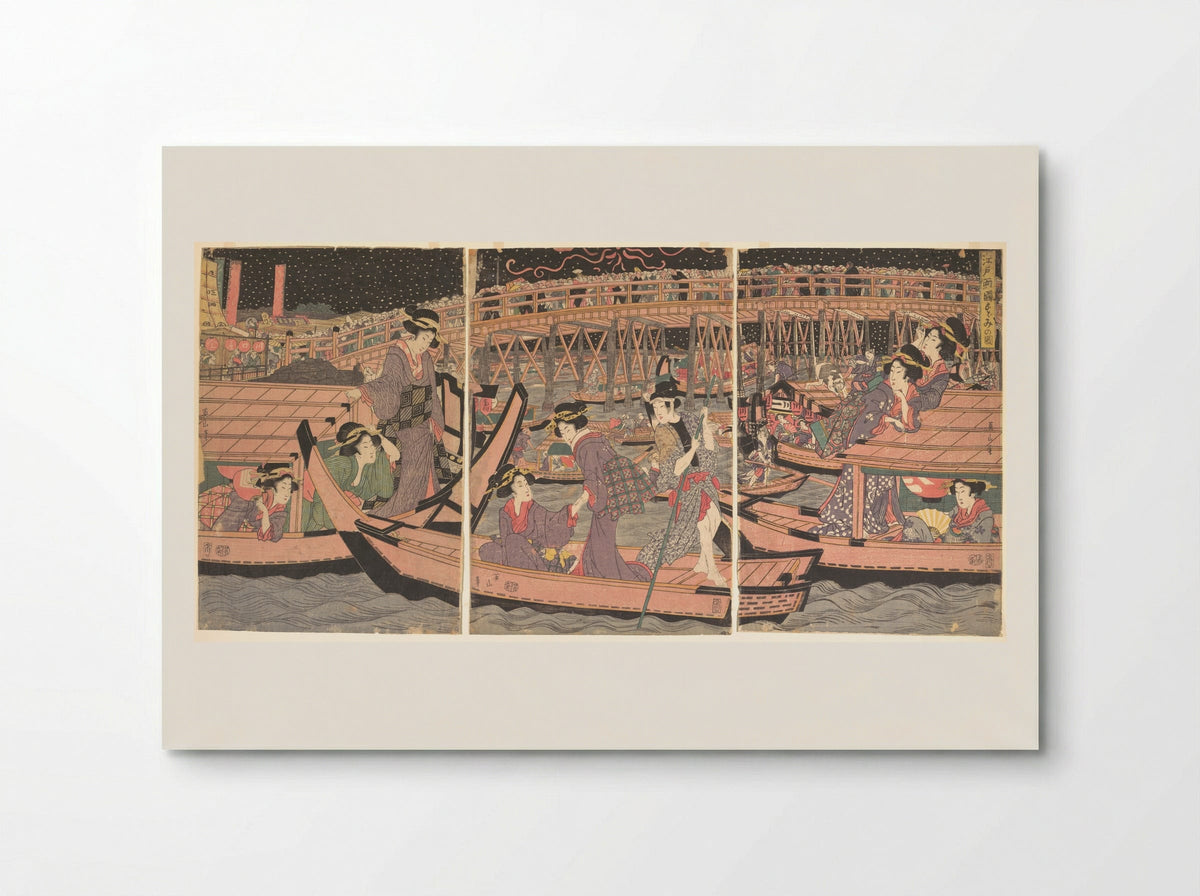 Cooling Off at Ryogoku in Edo - Kikugawa Eizan - Poster