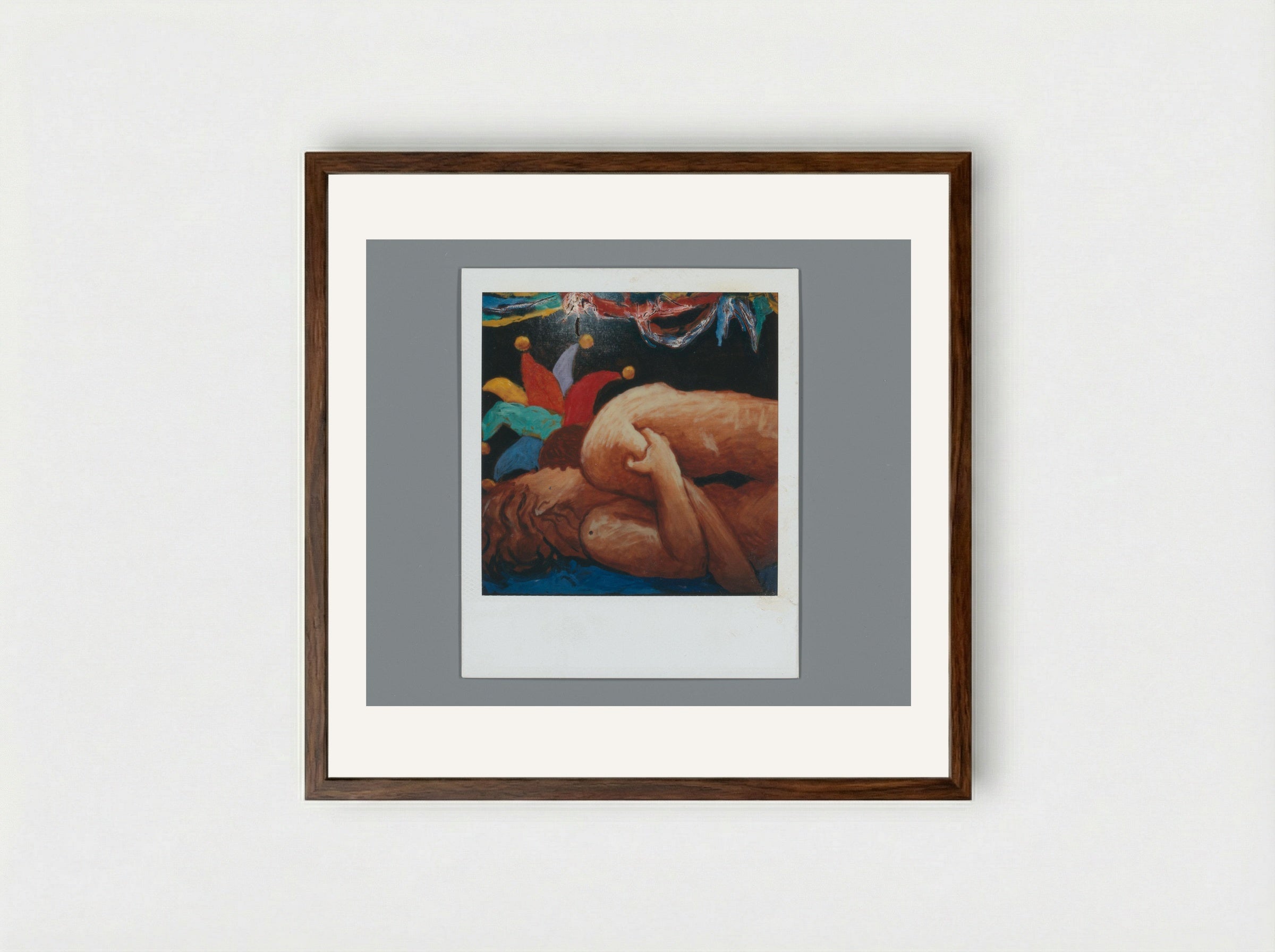 Copulating Couple with Jester's Cap - Aat Veldhoen - Framed Print Dark Wood