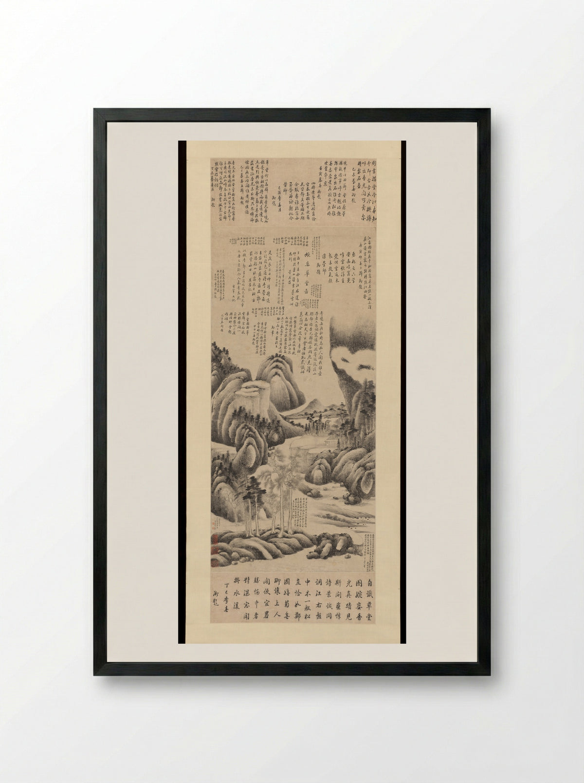 Copy of Dong Qichang’s Wanluan Thatched Cottage - Qian Du - Framed Print Black