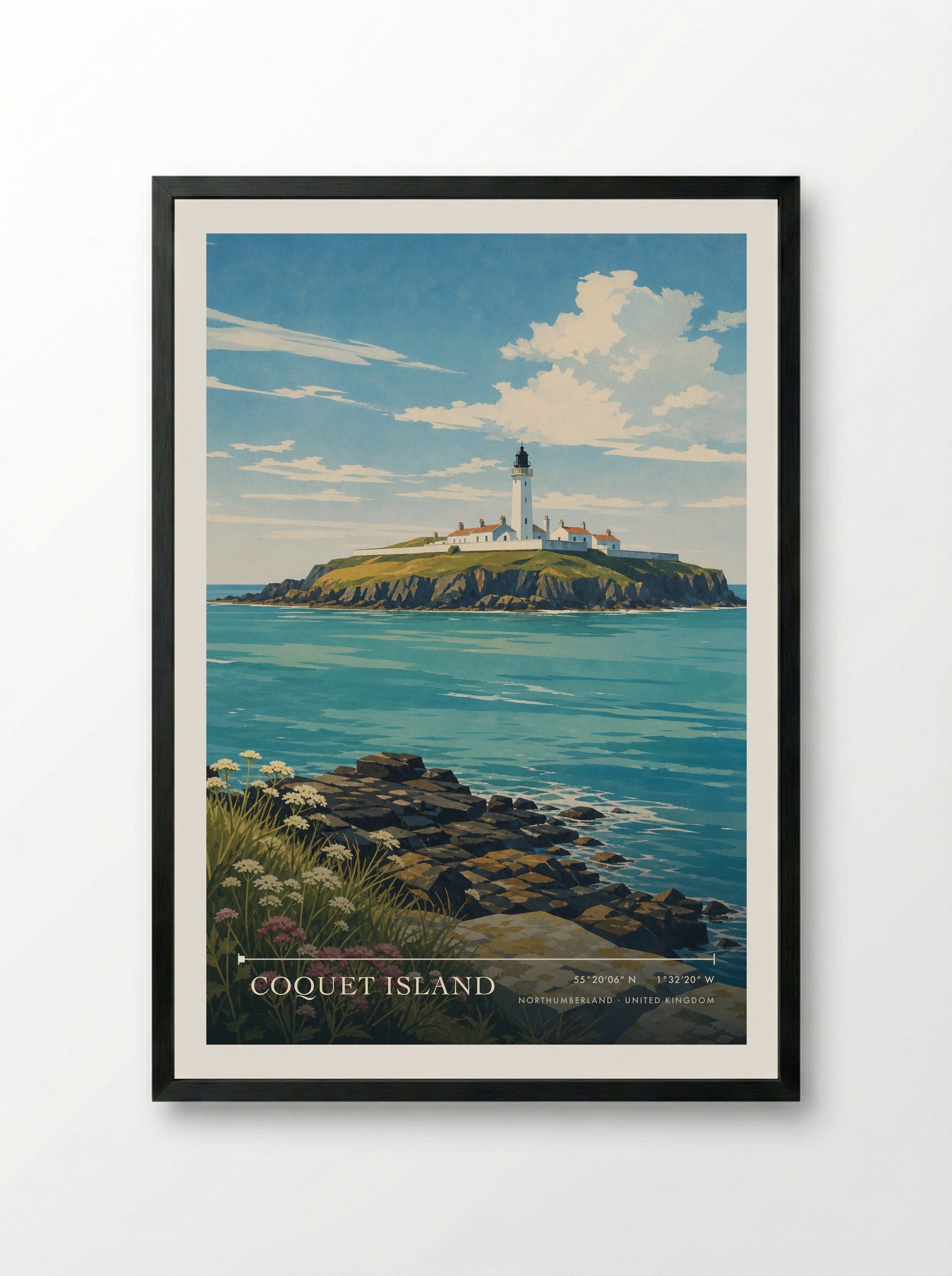 Coquet Island Northumberland United Kingdom Travel Poster - Framed Print Black