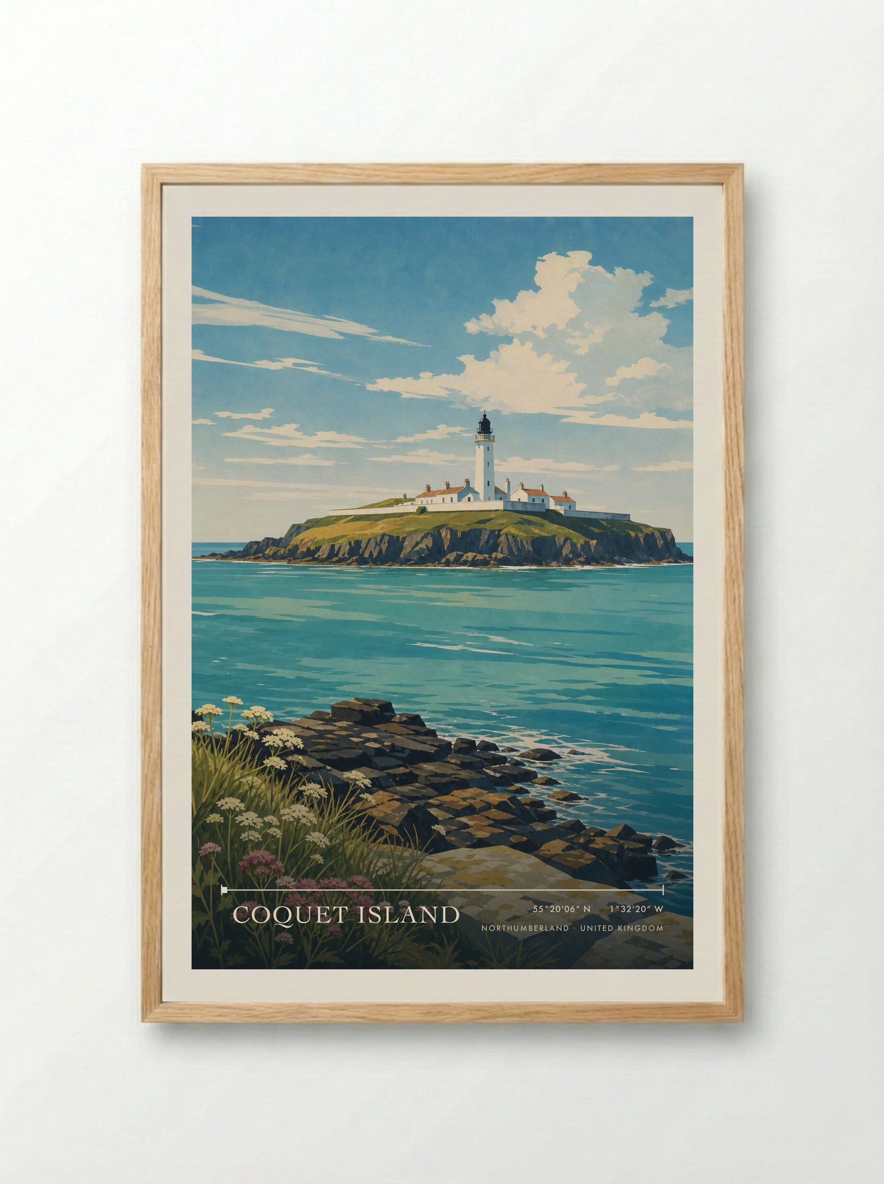 Coquet Island Northumberland United Kingdom Travel Poster - Framed Print Wood