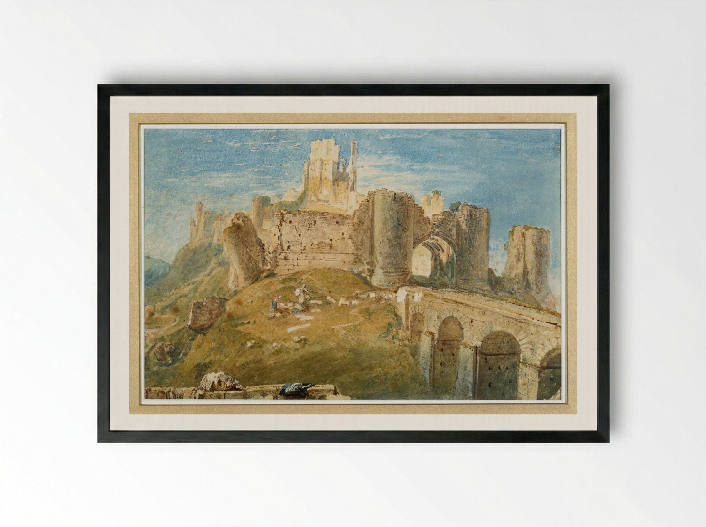 Corfe Castle, Dorsetshire - Joseph Mallord William Turner - Framed Print Black