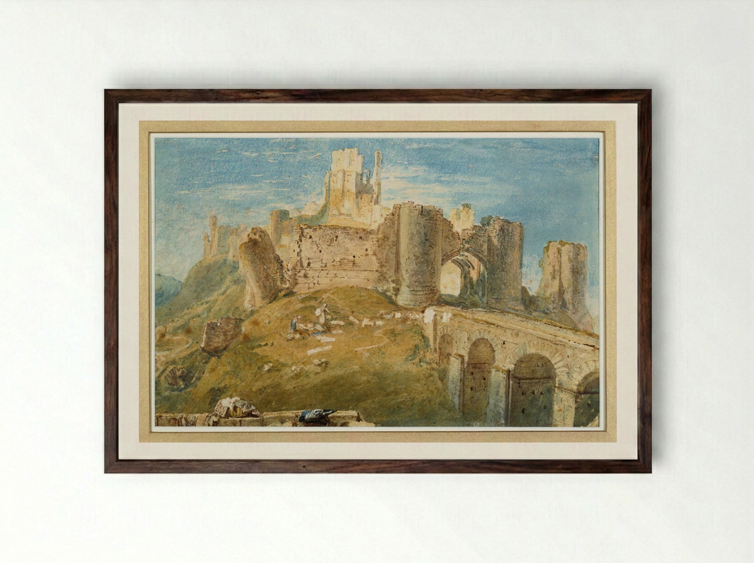 Corfe Castle, Dorsetshire - Joseph Mallord William Turner - Framed Print Dark Wood