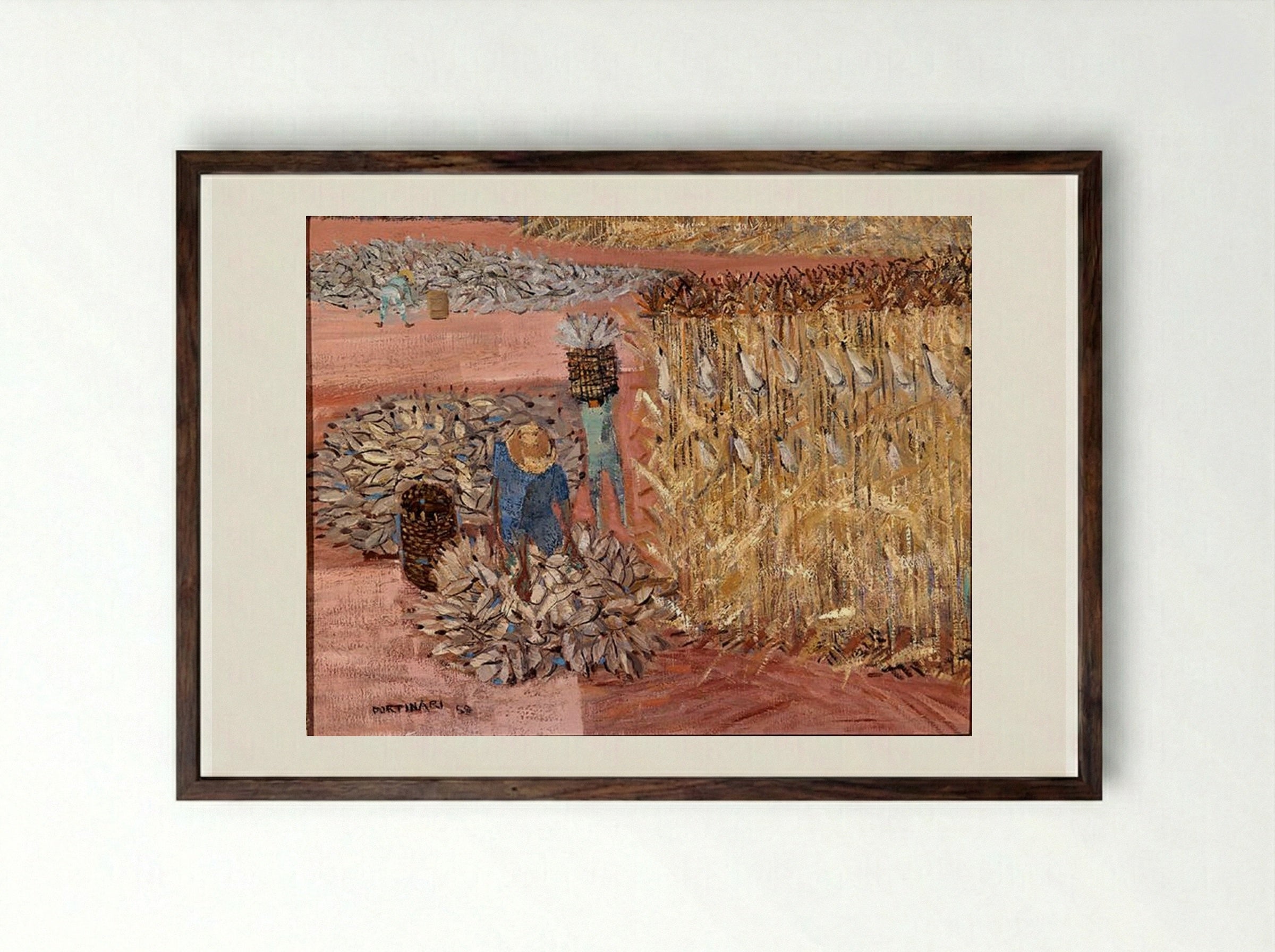 Corn Harvest - Candido Portinari - Framed Print Dark Wood