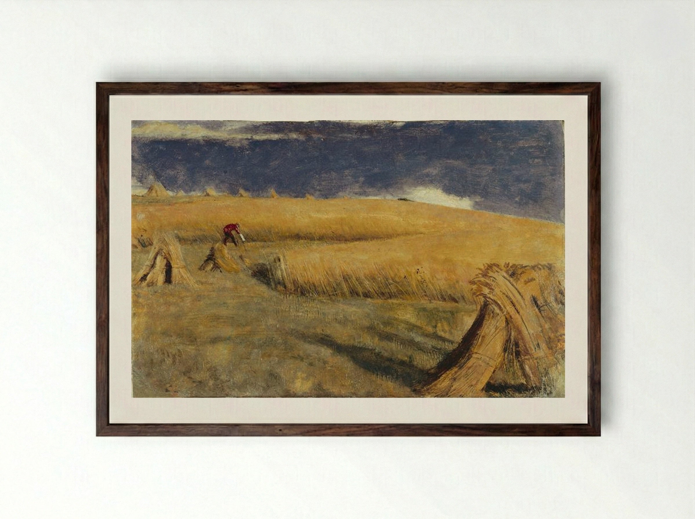 Cornfield at Ewell - William Holman Hunt - Framed Print Dark Wood