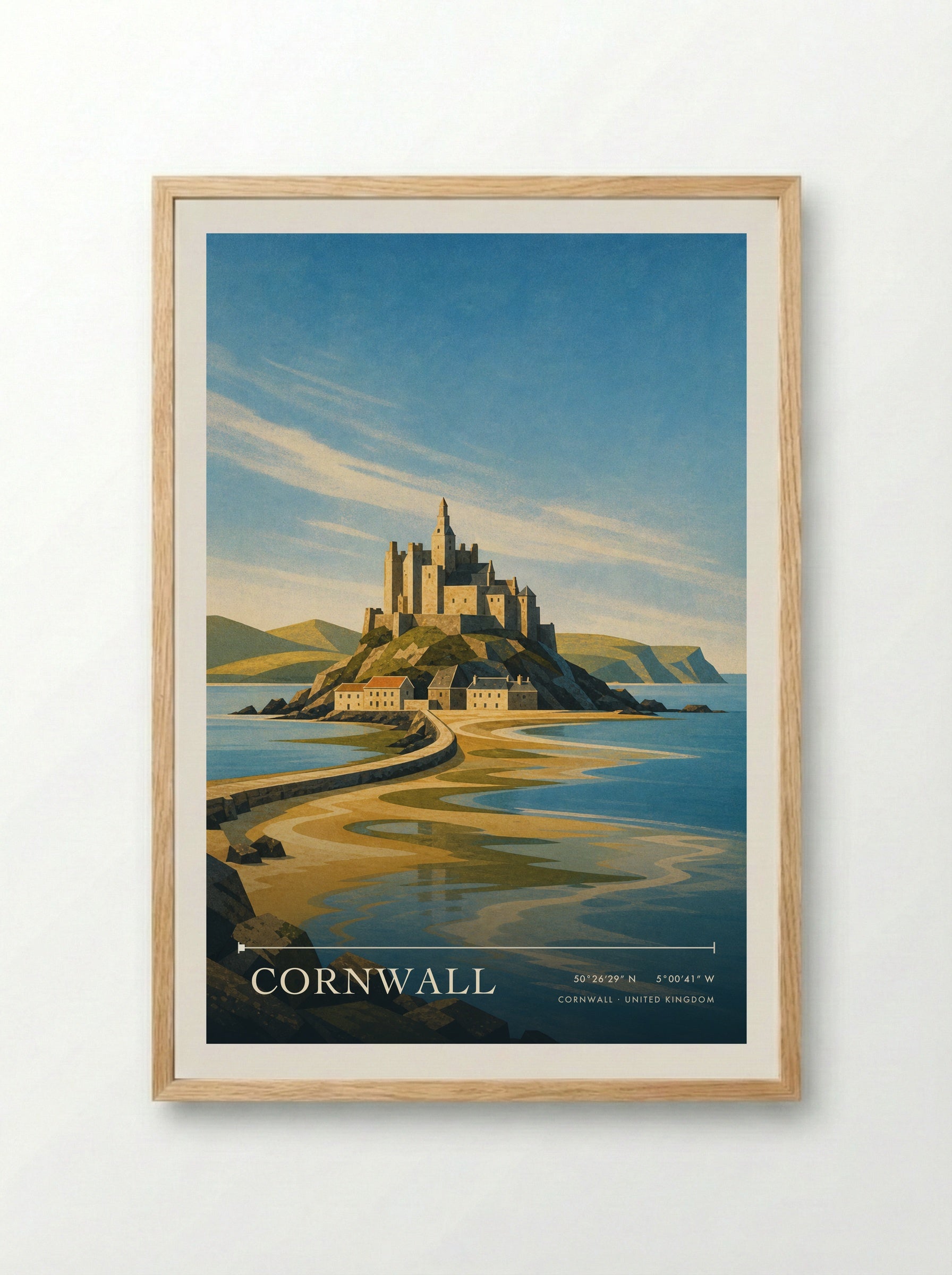 Cornwall United Kingdom Travel Poster - Framed Print Wood