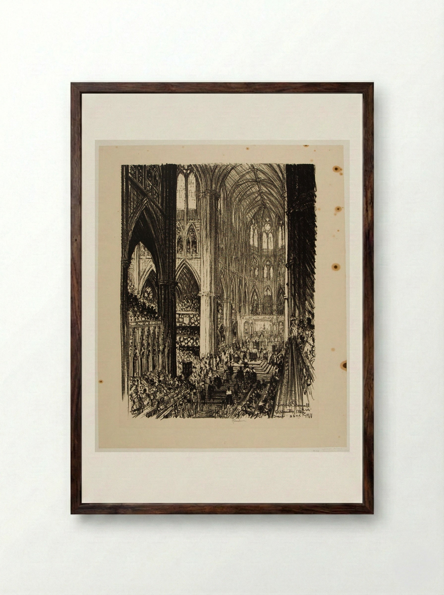 Coronation (Westminster Abbey) - Joseph Pennell - Framed Print Dark Wood