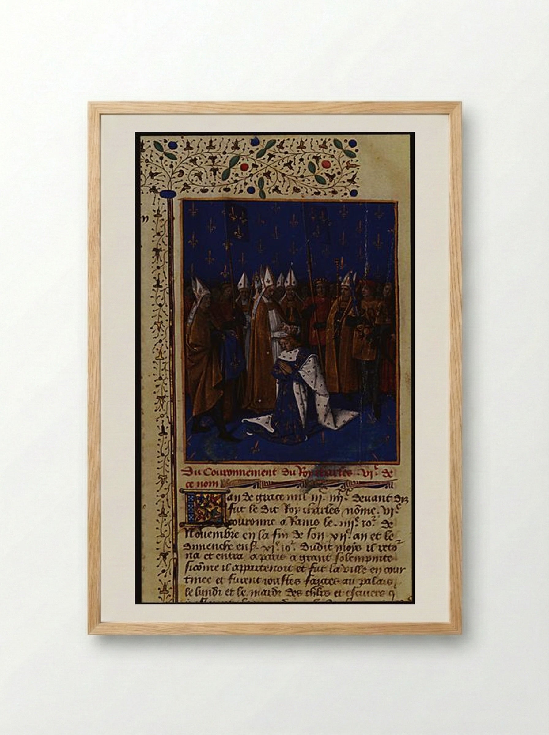 Coronation of Charles VI in 1380 in Reims - Jean Fouquet - Framed Print Wood