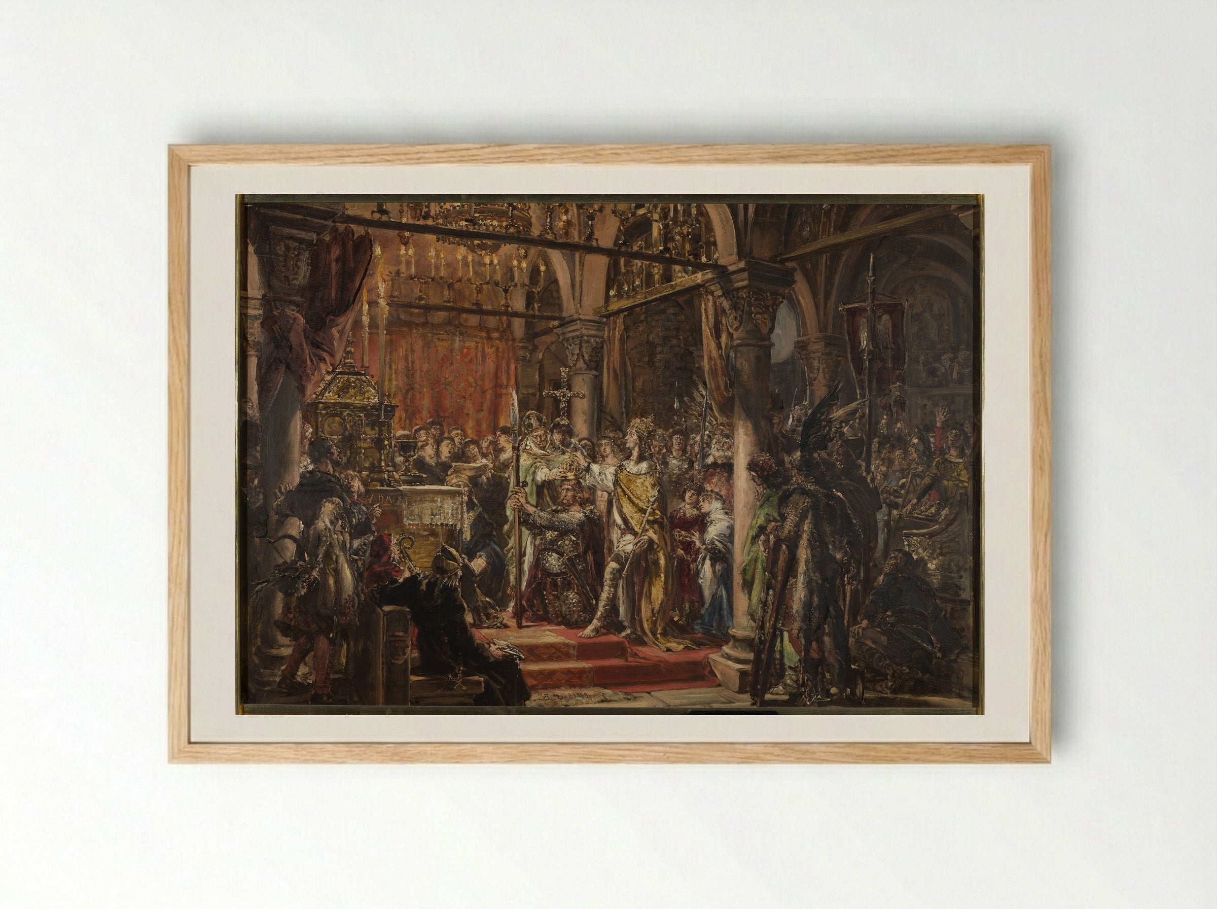 Coronation of the First King - Jan Matejko - Framed Print Wood
