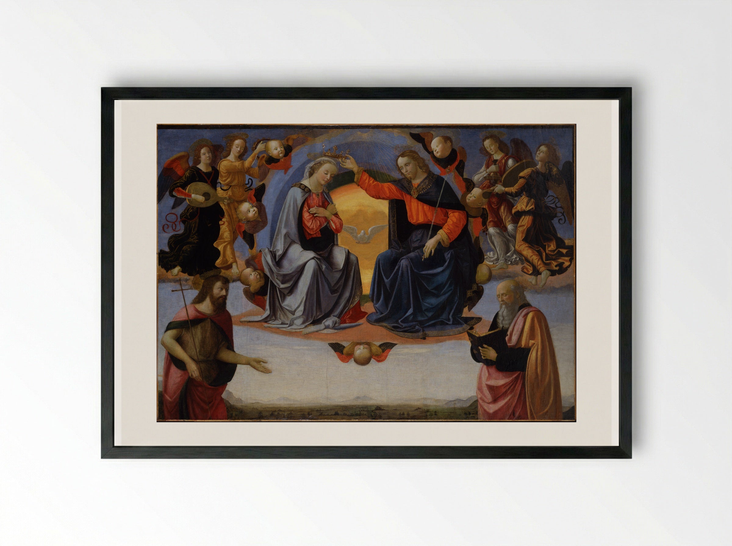 Coronation of the Virgin - Domenico Ghirlandaio - Framed Print Black