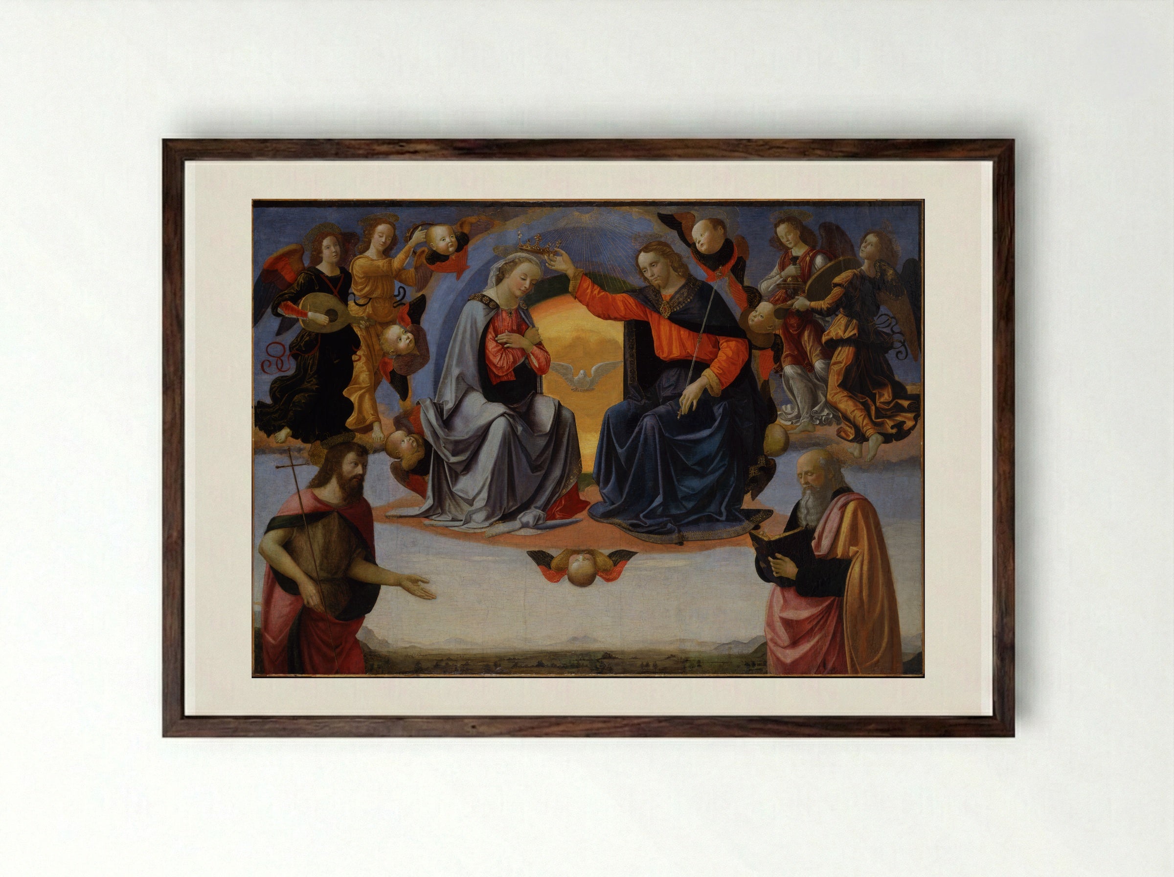 Coronation of the Virgin - Domenico Ghirlandaio - Framed Print Dark Wood