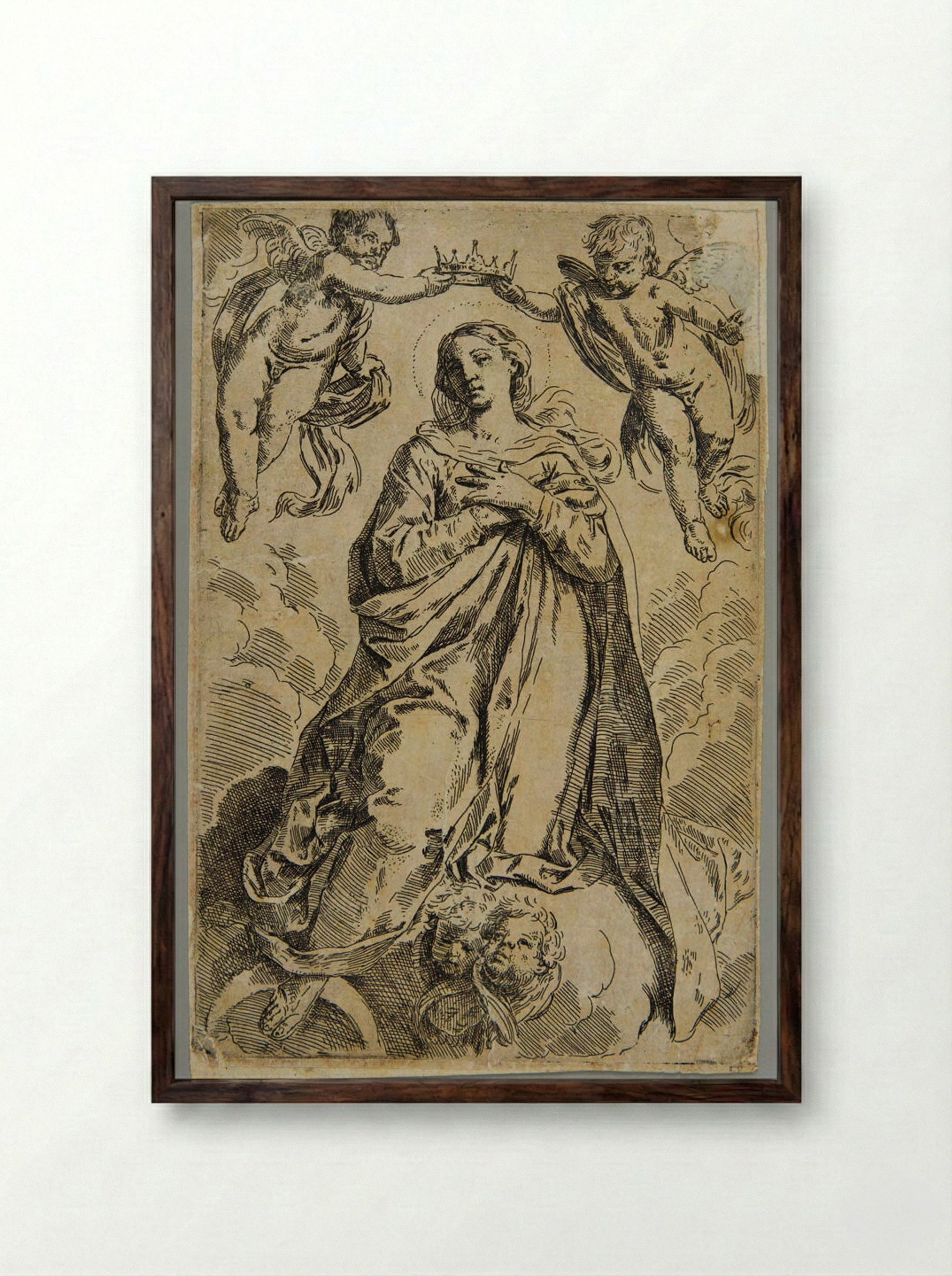 Coronation of the Virgin - Simone Cantarini - Framed Print Dark Wood