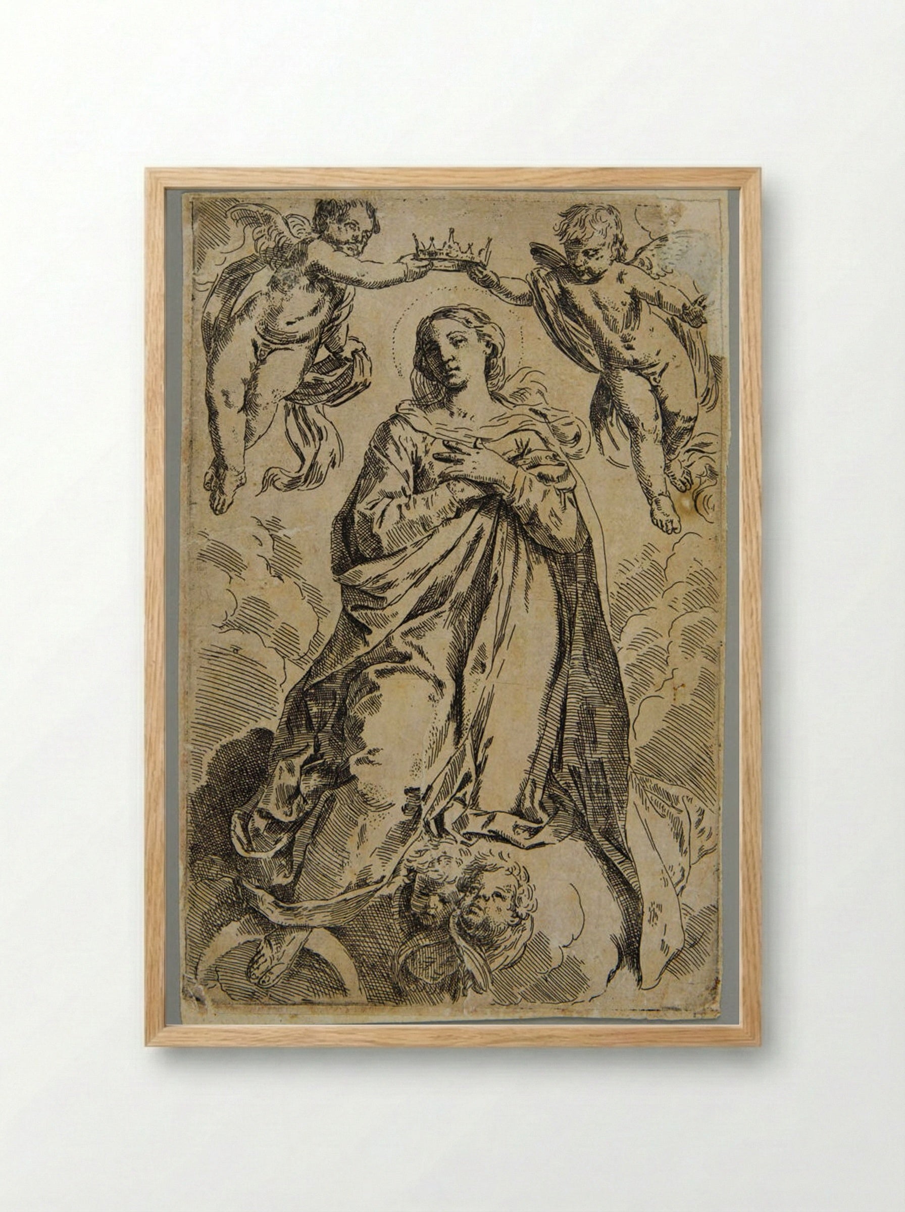 Coronation of the Virgin - Simone Cantarini - Framed Print Wood