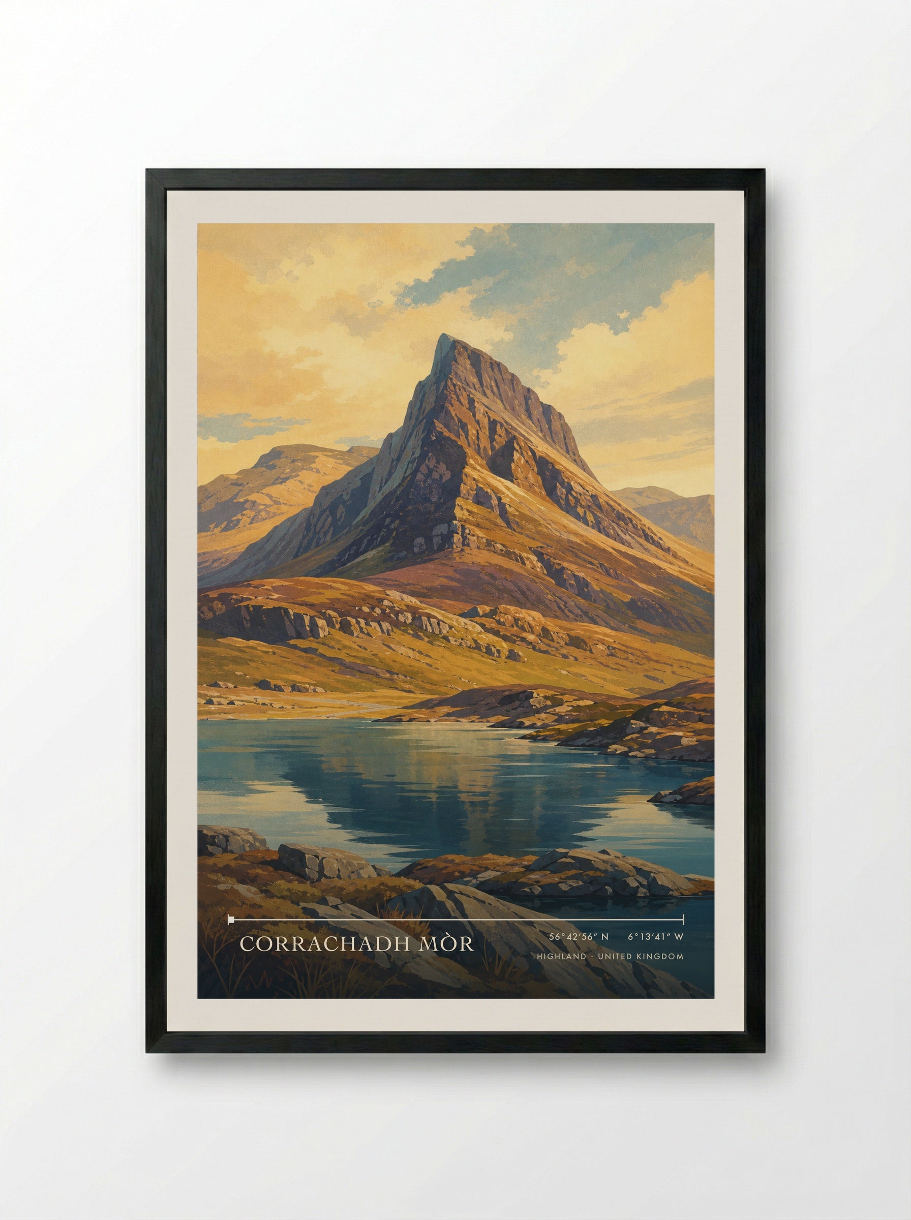 Corrachadh Mòr Highland United Kingdom Travel Poster - Framed Print Black