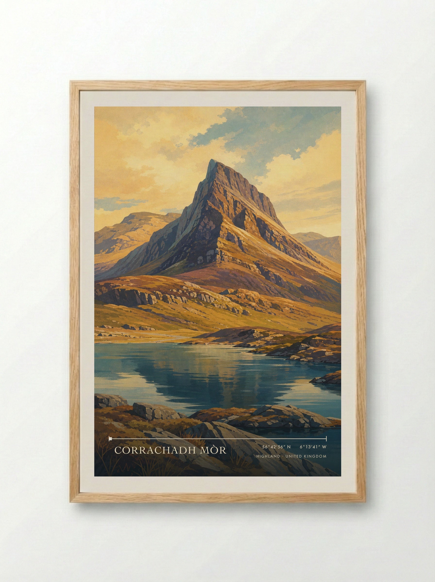 Corrachadh Mòr Highland United Kingdom Travel Poster - Framed Print Wood