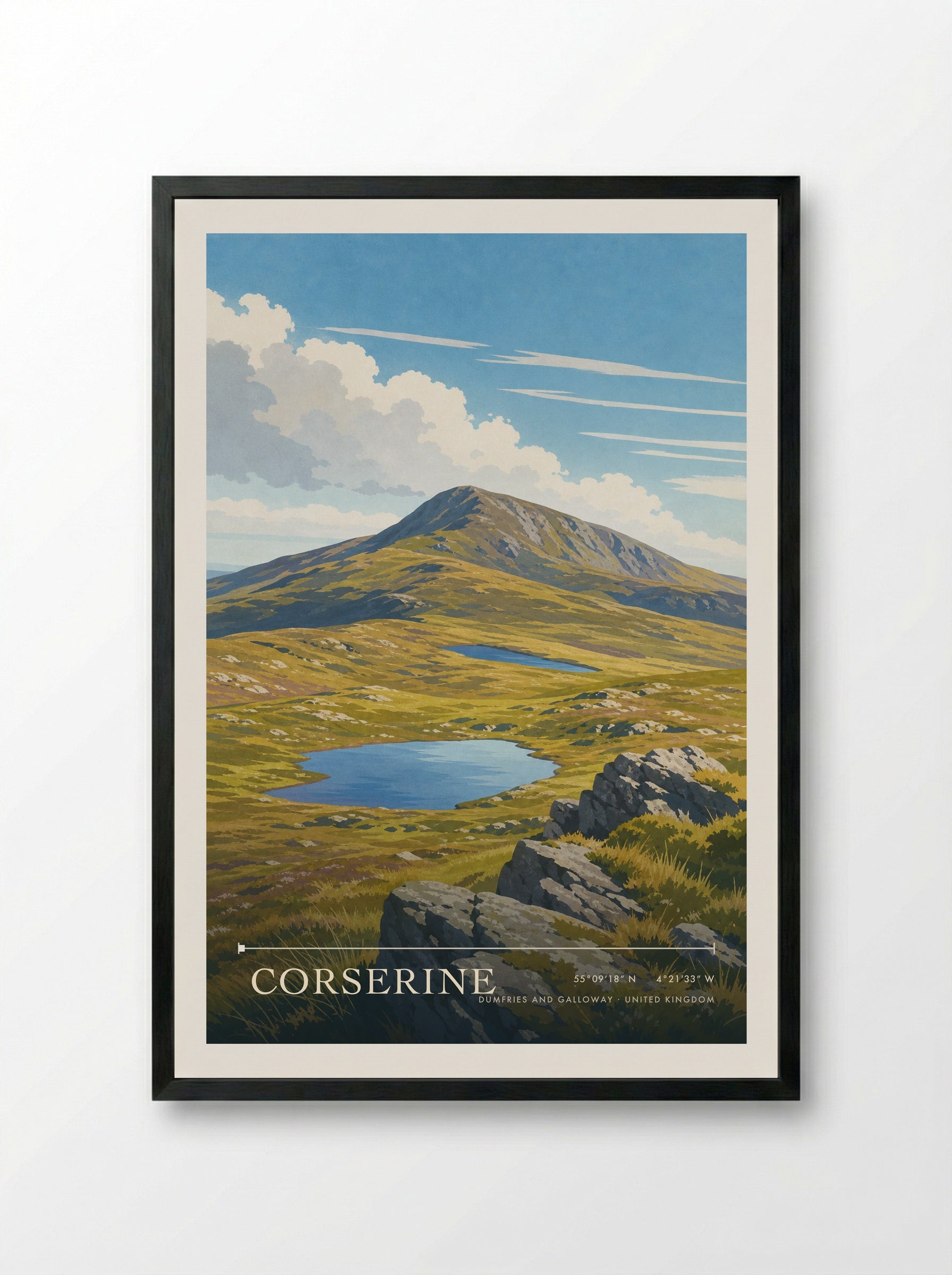 Corserine Dumfries and Galloway United Kingdom Travel Poster - Framed Print Black