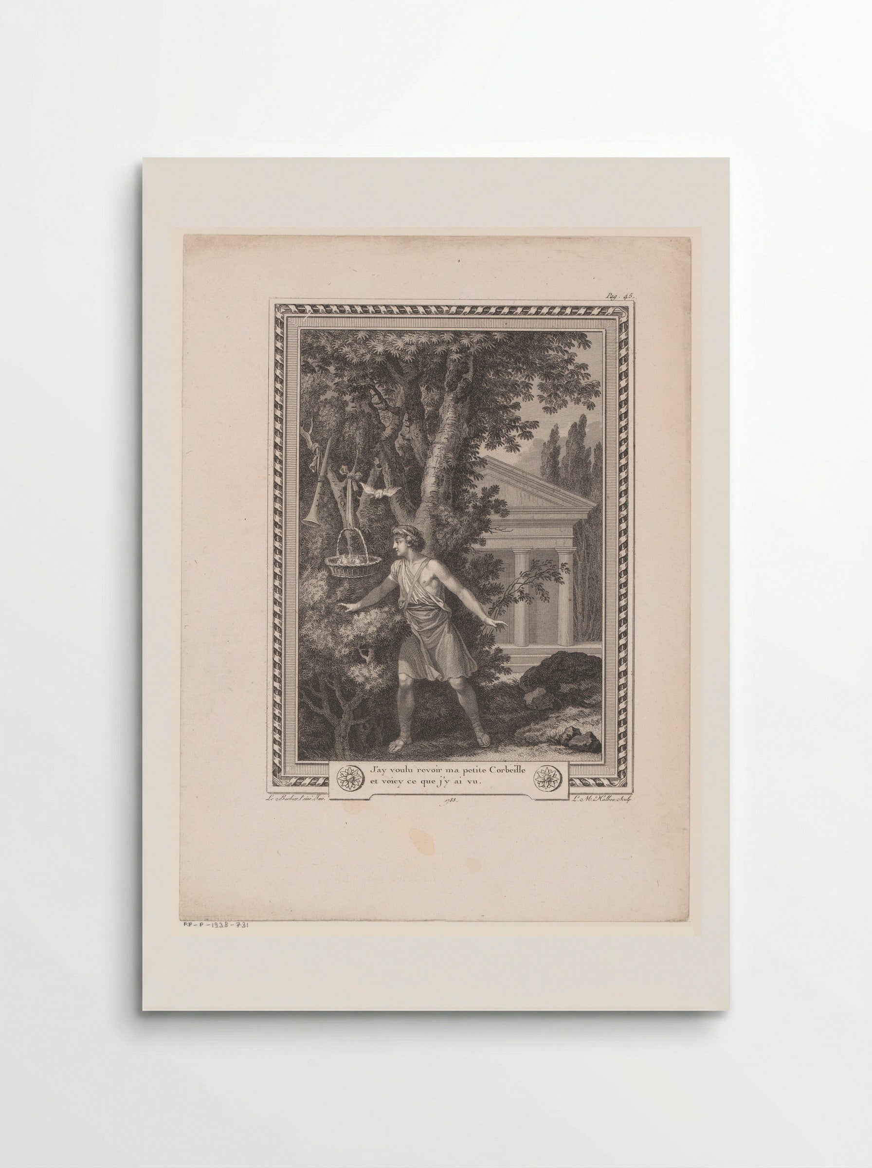 Corydon in a Landscape Before a Temple - Jean-Jacques-François Le Barbier - Poster