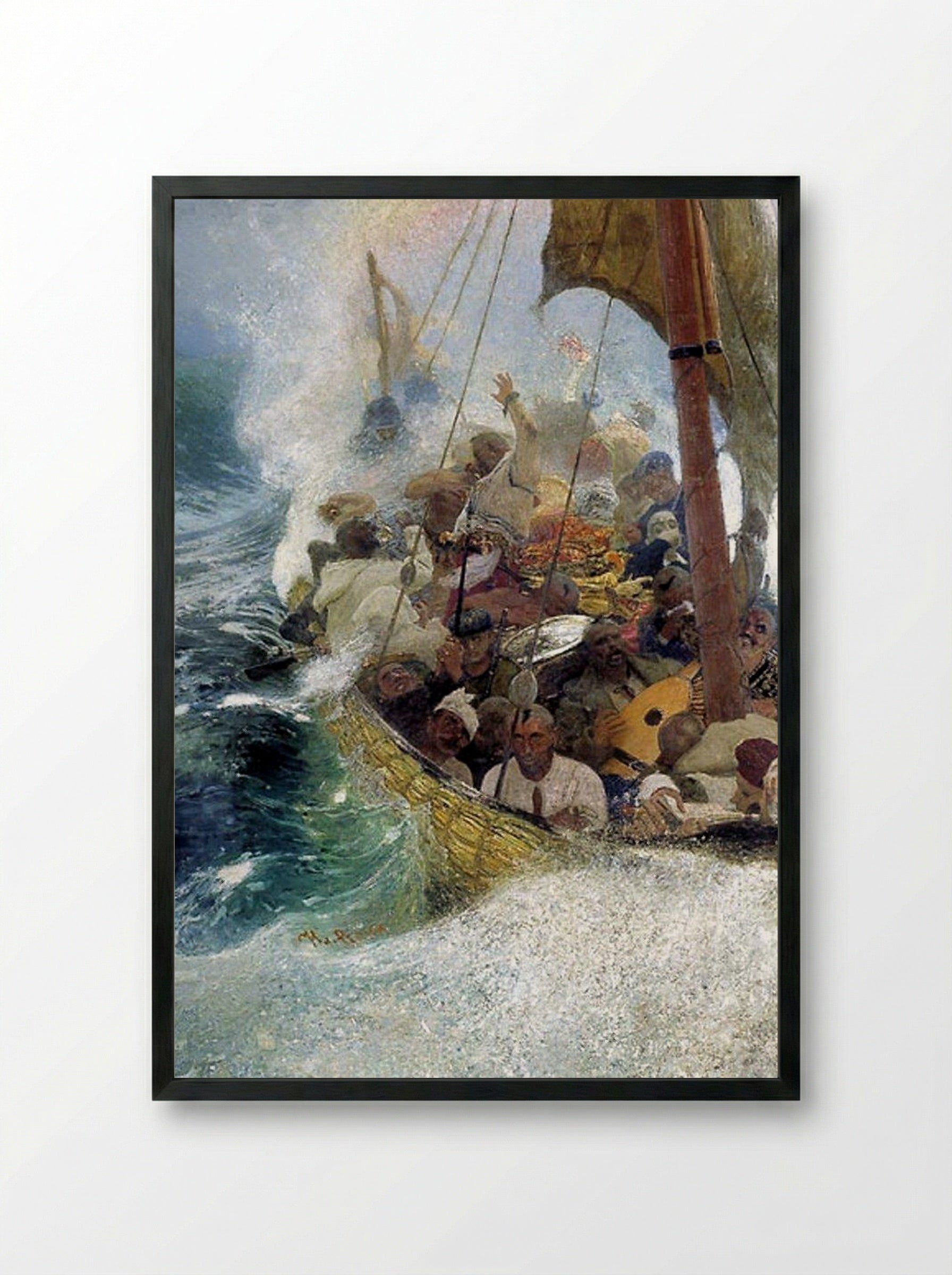 Cossacks on the Black Sea - Ilya Repin - Framed Print Black