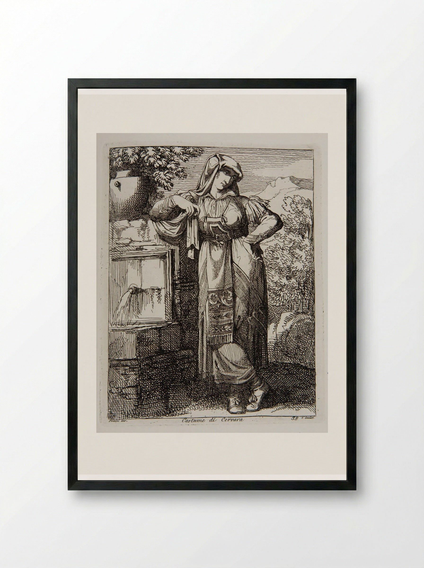 Costume di Cervara - Bartolomeo Pinelli - Framed Print Black