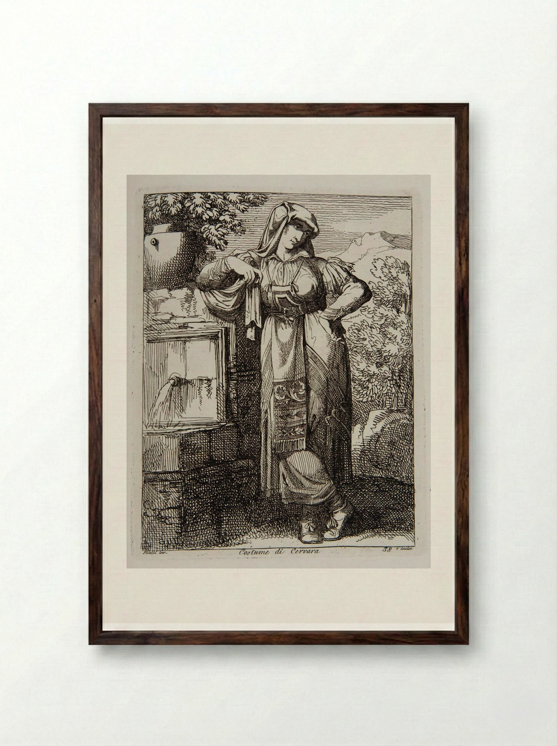 Costume di Cervara - Bartolomeo Pinelli - Framed Print Dark Wood