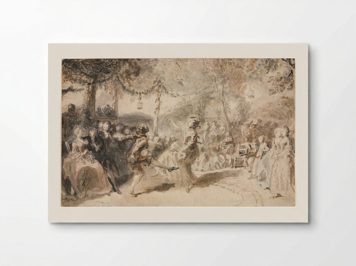Costumed Dancers Performing in a Garden Tavern - Gabriel de Saint-Aubin - Poster