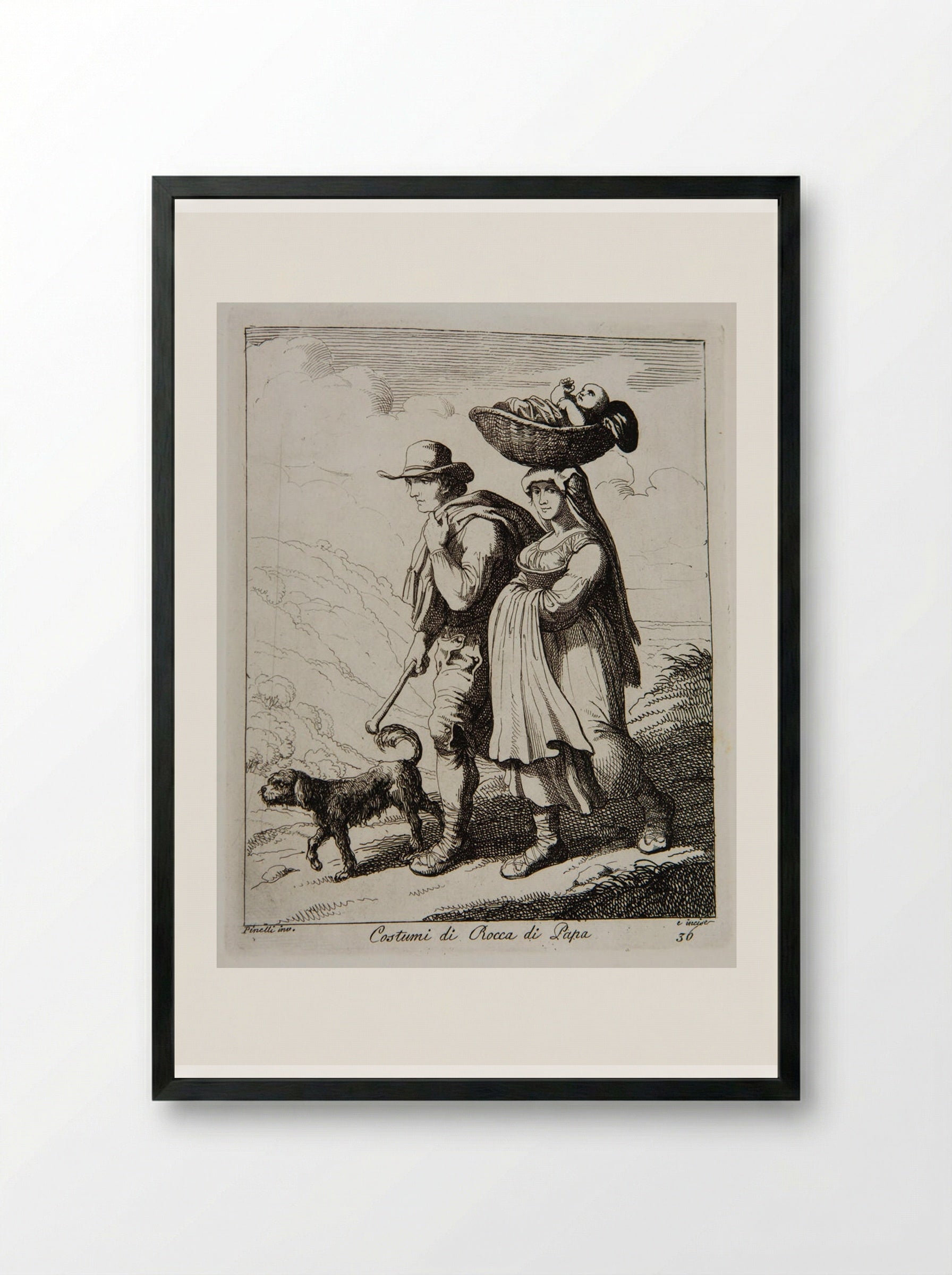 Costumes from Rocca di Papa - Bartolomeo Pinelli - Framed Print Black
