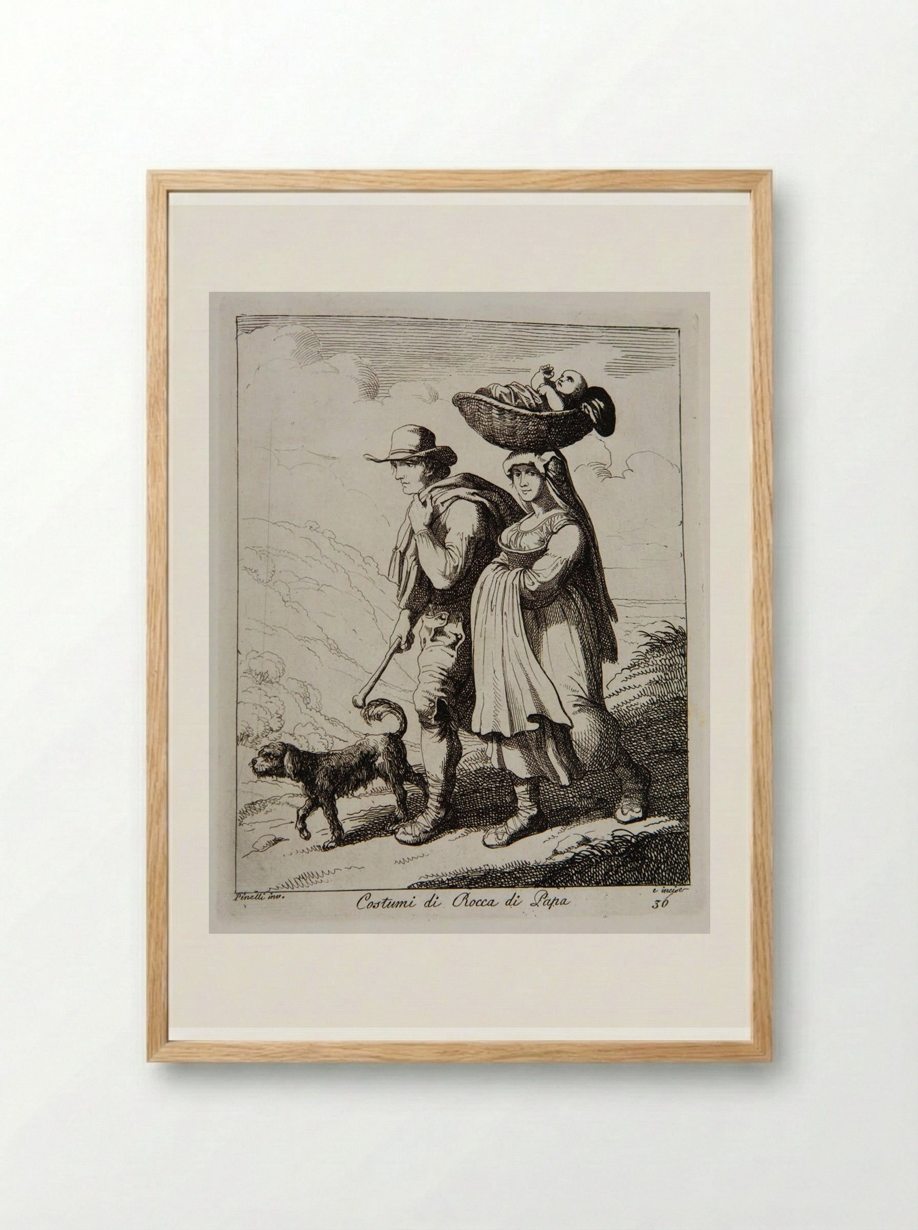 Costumes from Rocca di Papa - Bartolomeo Pinelli - Framed Print Wood